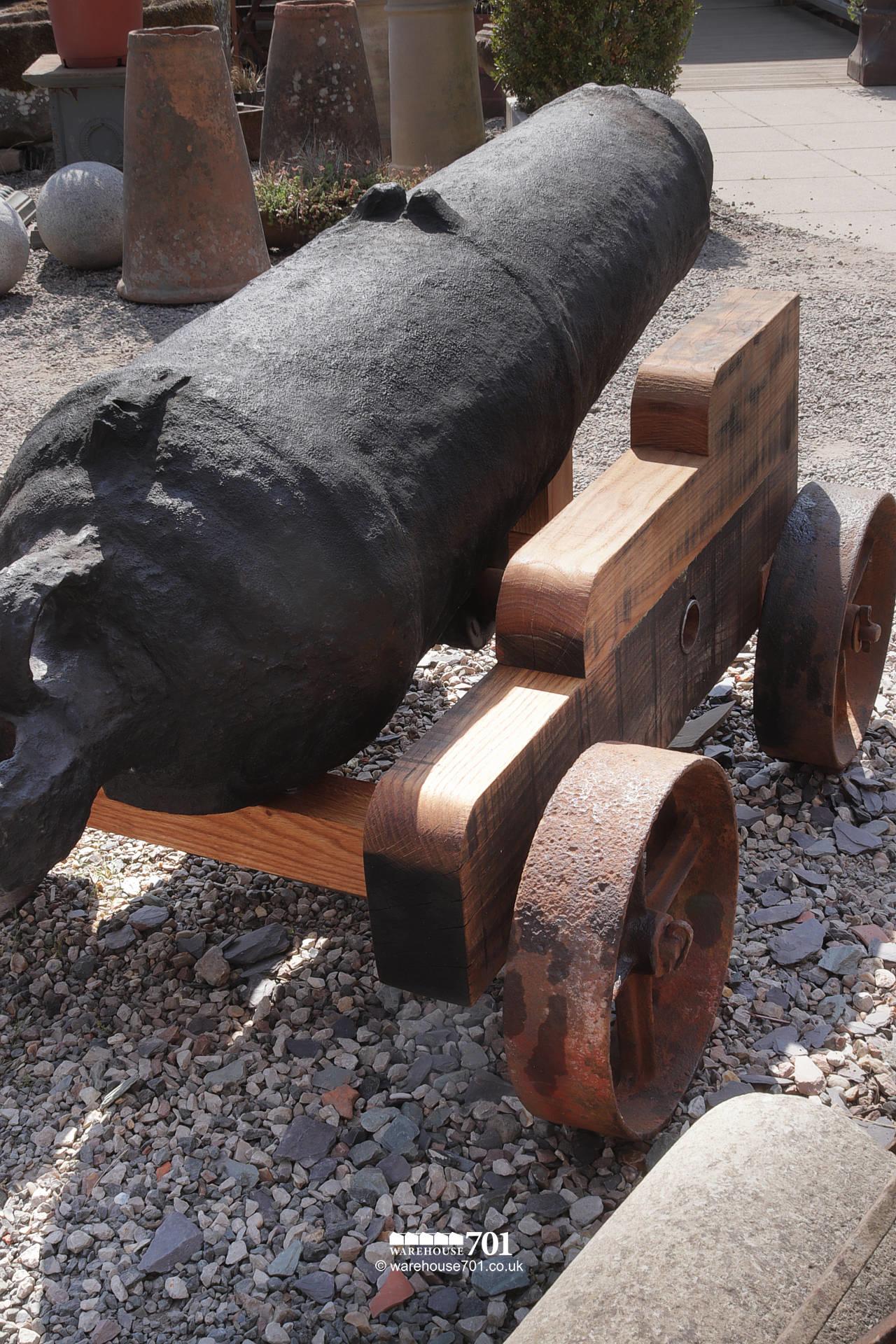 Fabulous Large Ocean-Salvaged Maritime 69lb Carronade Cannon on Carriage #6