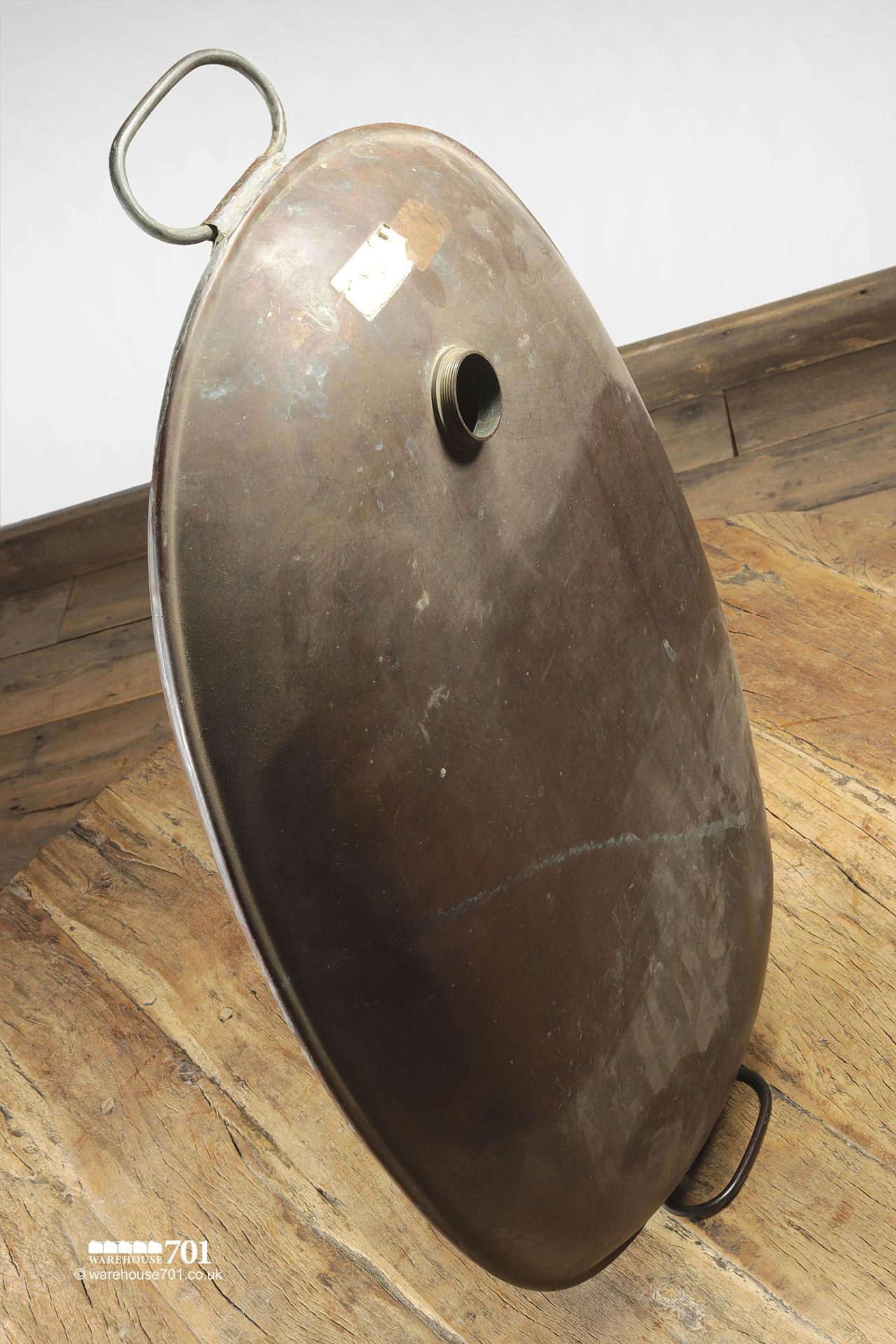 Rare Victorian Solid Copper Lozenge or Oval Bed Warmer with Handles