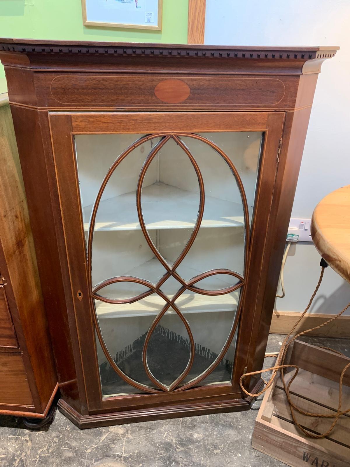 19th century glazed corner cupboard