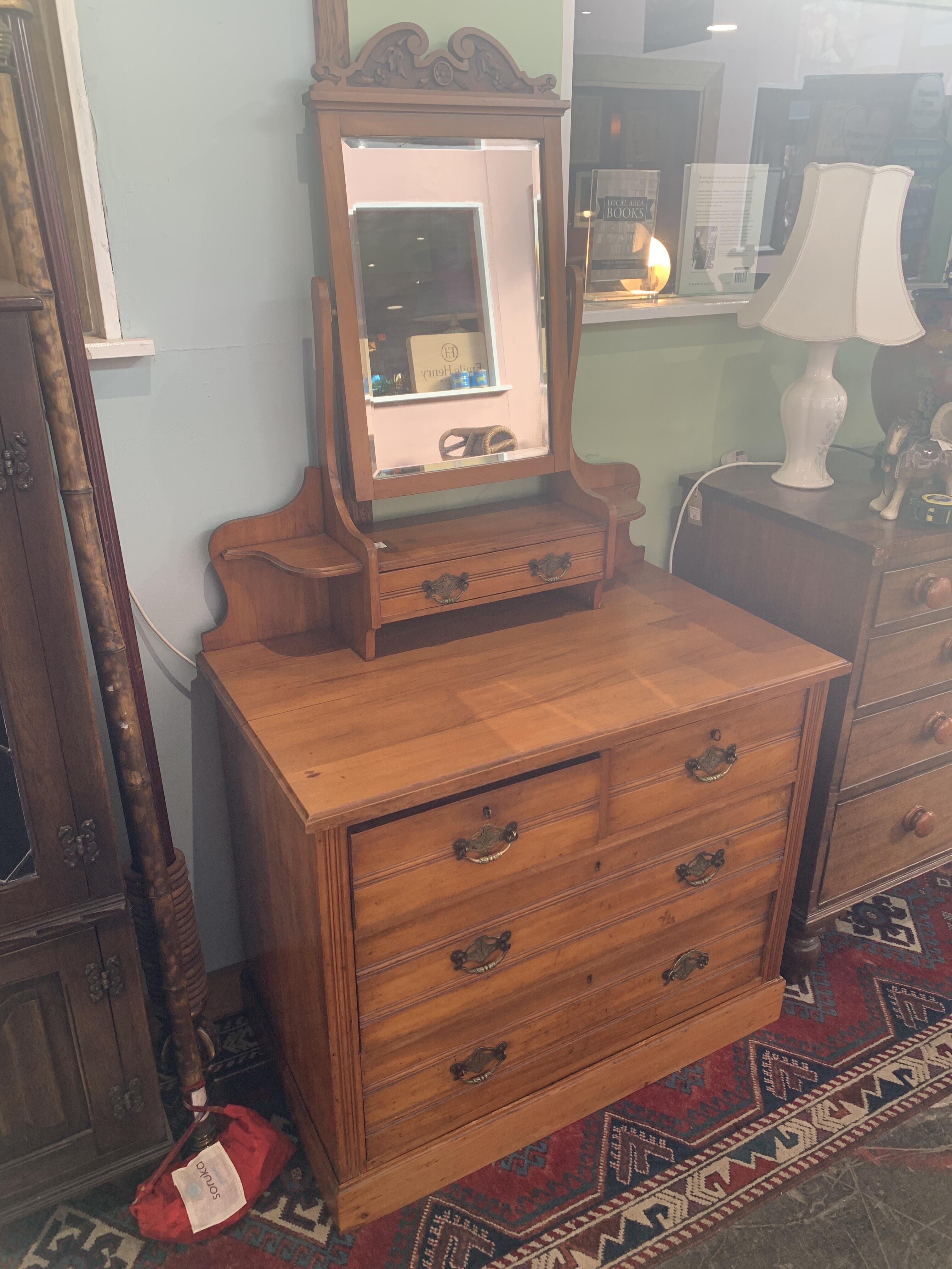 Charming Walnut Dressing Table with Mirror