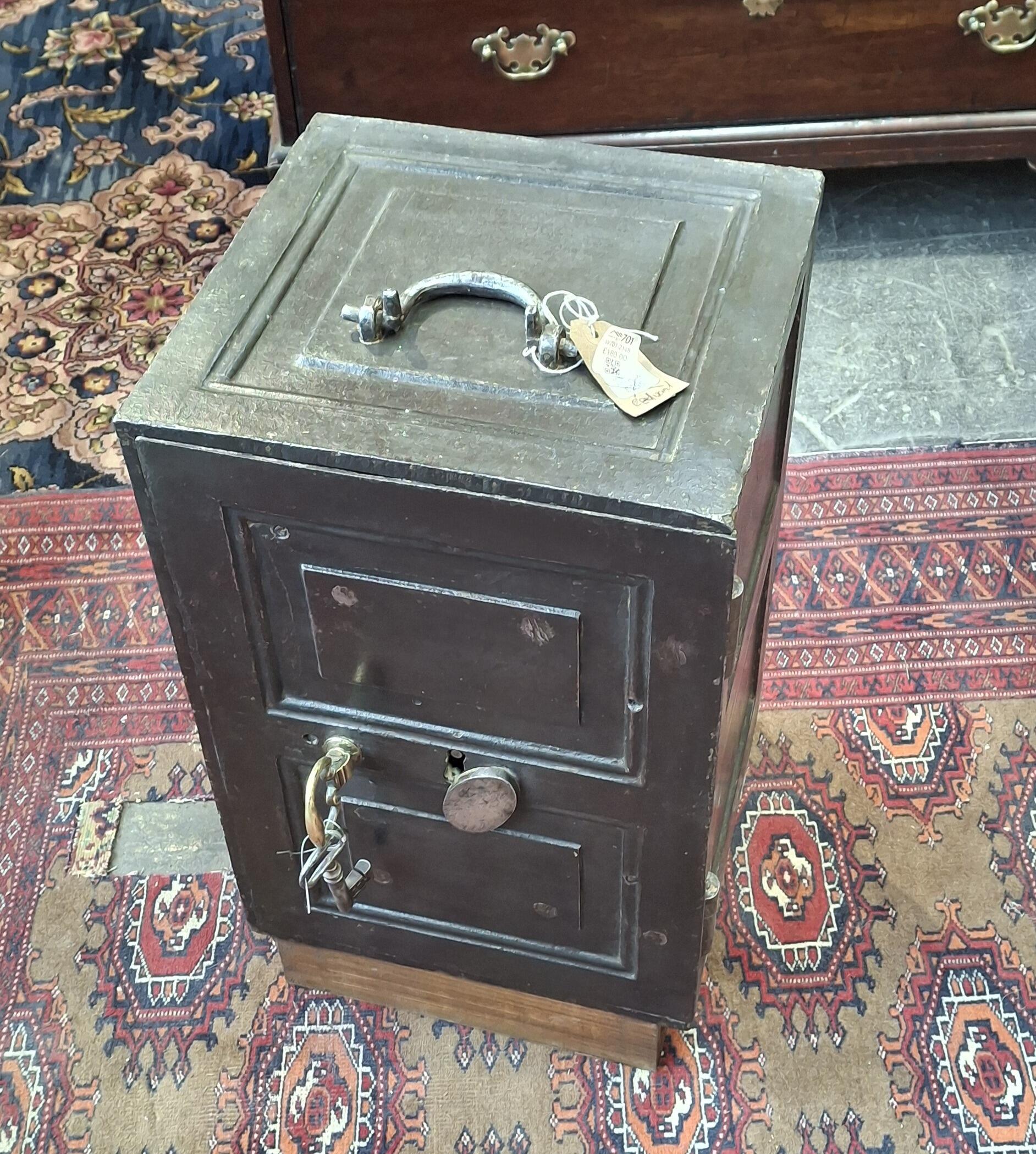 Antique Cast Iron Deed / Strong box  with key
