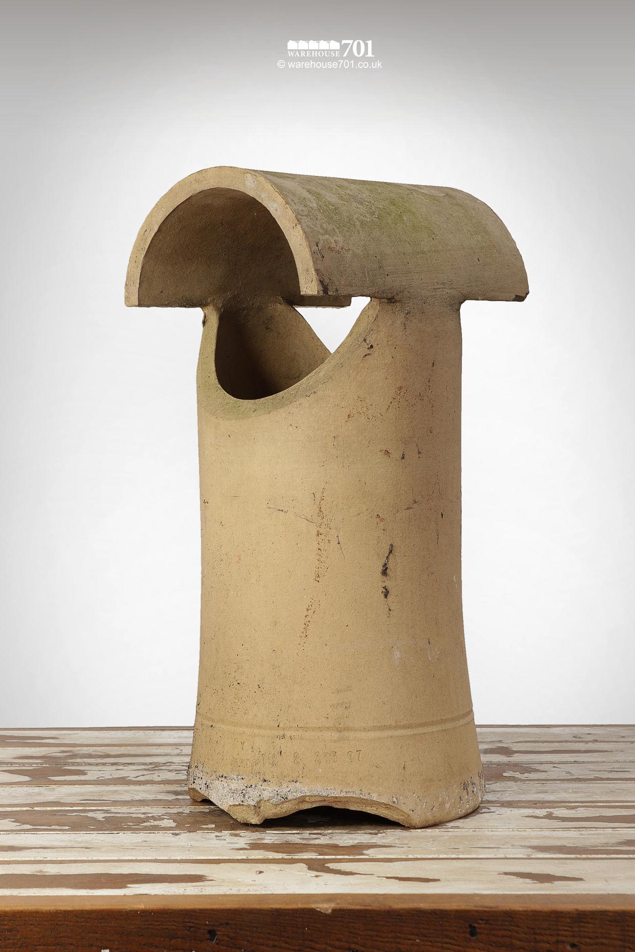 Used bird-beak with cowl buff clay chimney pot #2