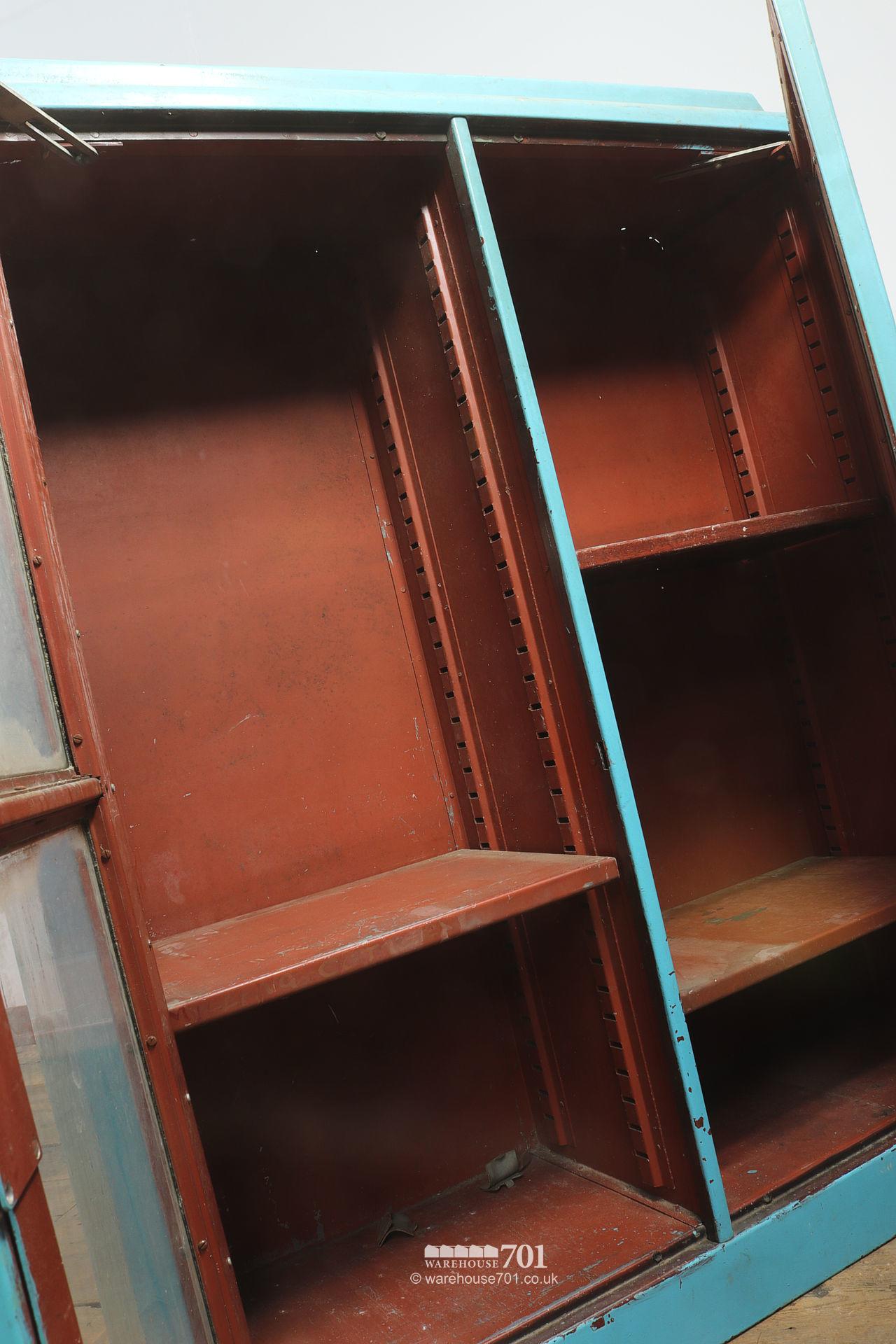 Salvaged Glazed Blue All-Metal Workshop Cabinet #5