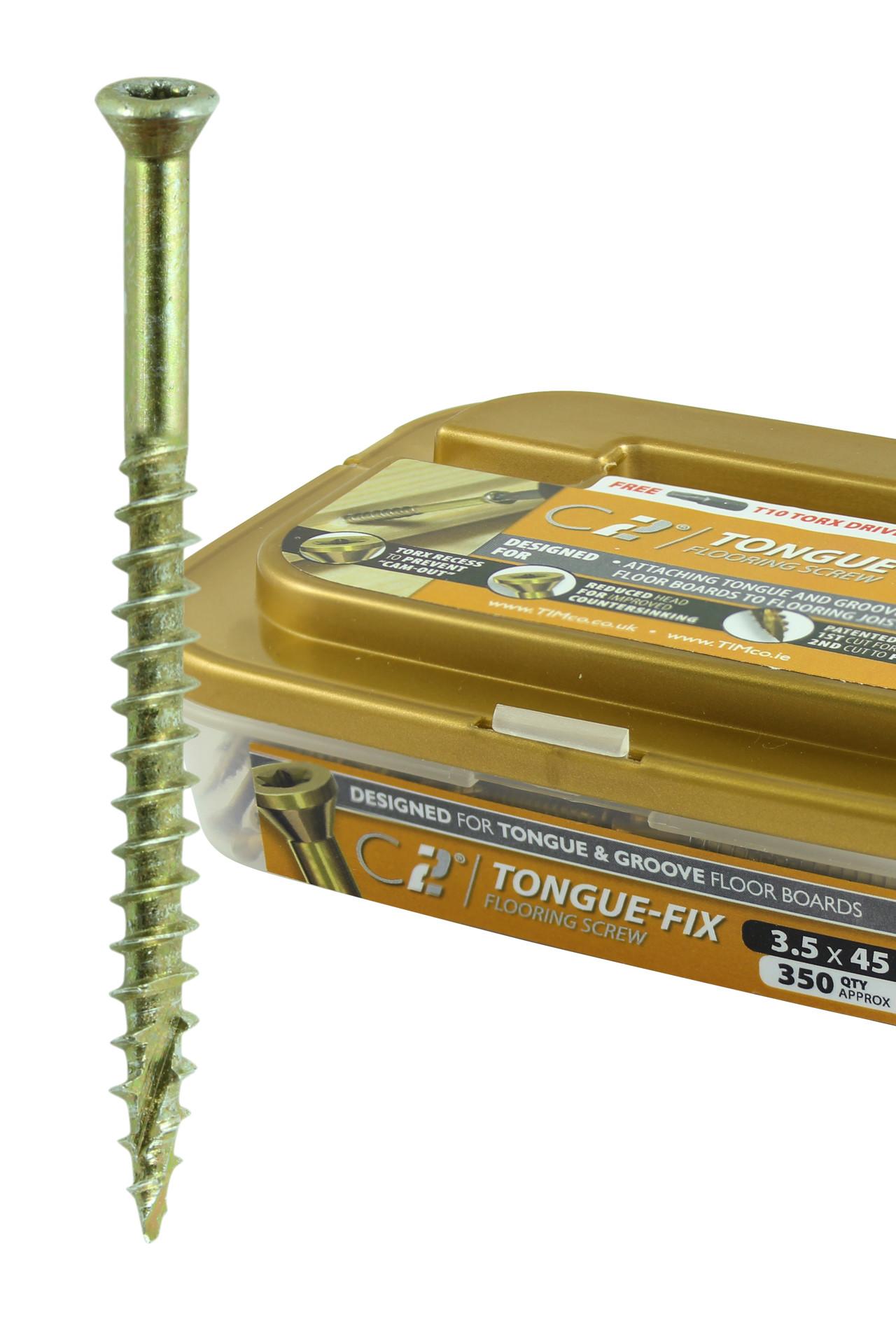 C2 Tongue-Fix Flooring Screws - TX - Reduced Countersunk - Yellow