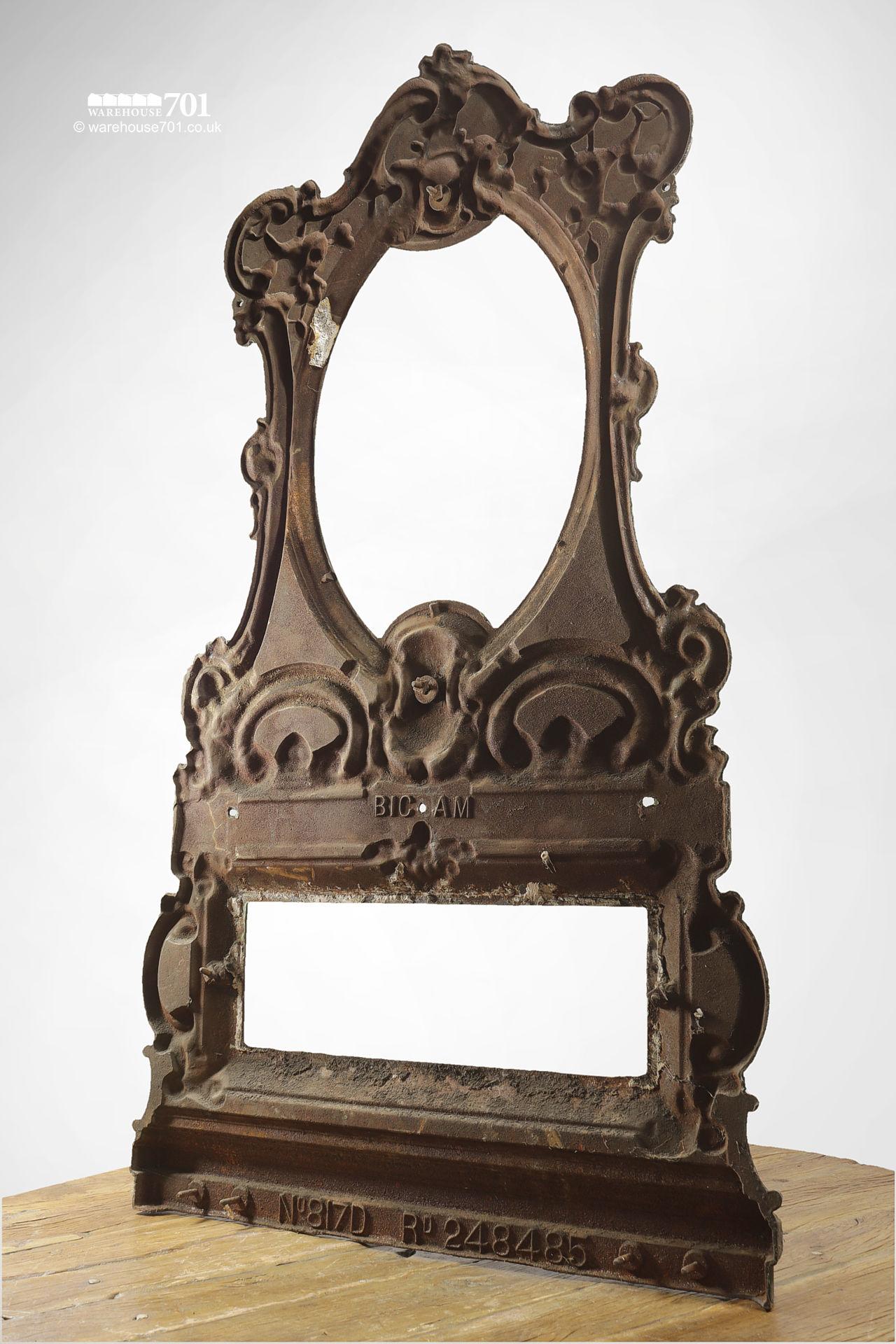 Wonderfully Ornate Reclaimed Oval Cartouche Cast Iron Surround #3
