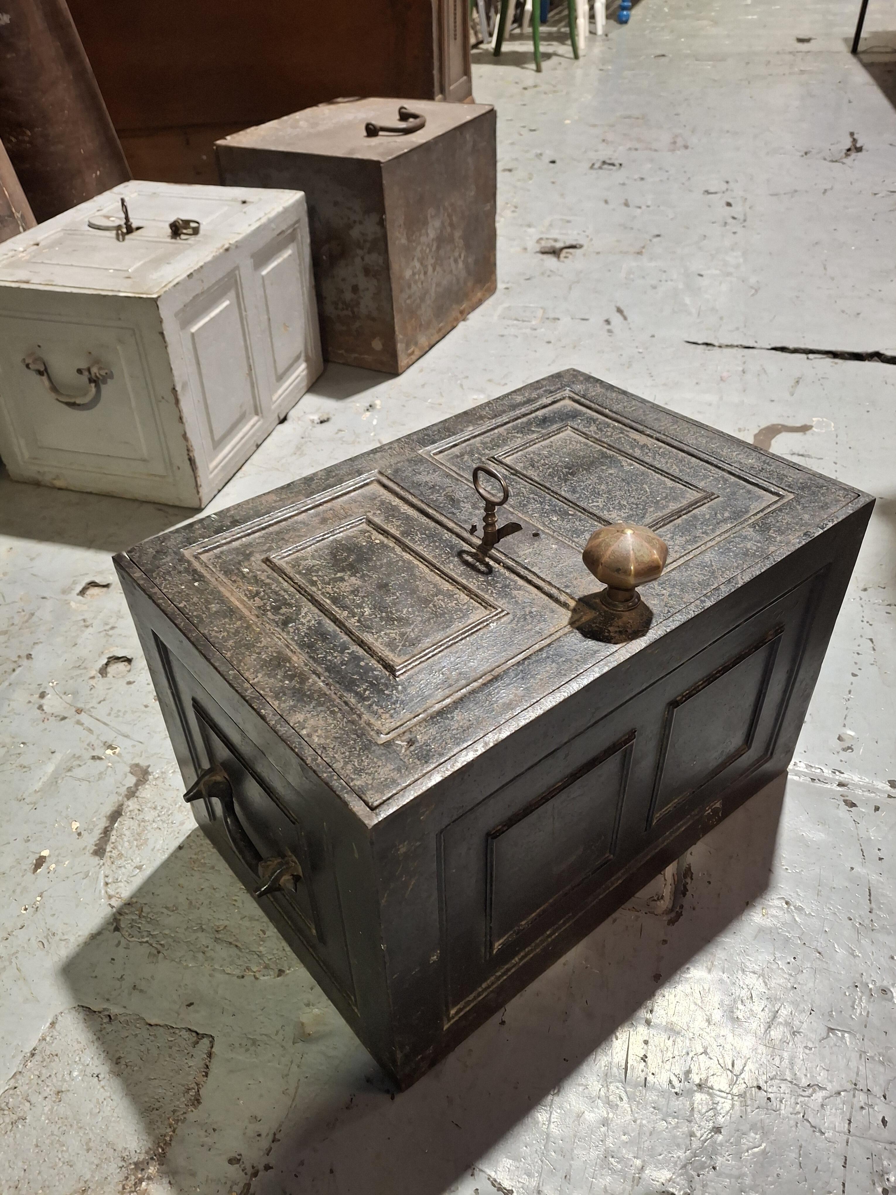 Antique Cast Iron Deed / Strong box  with key