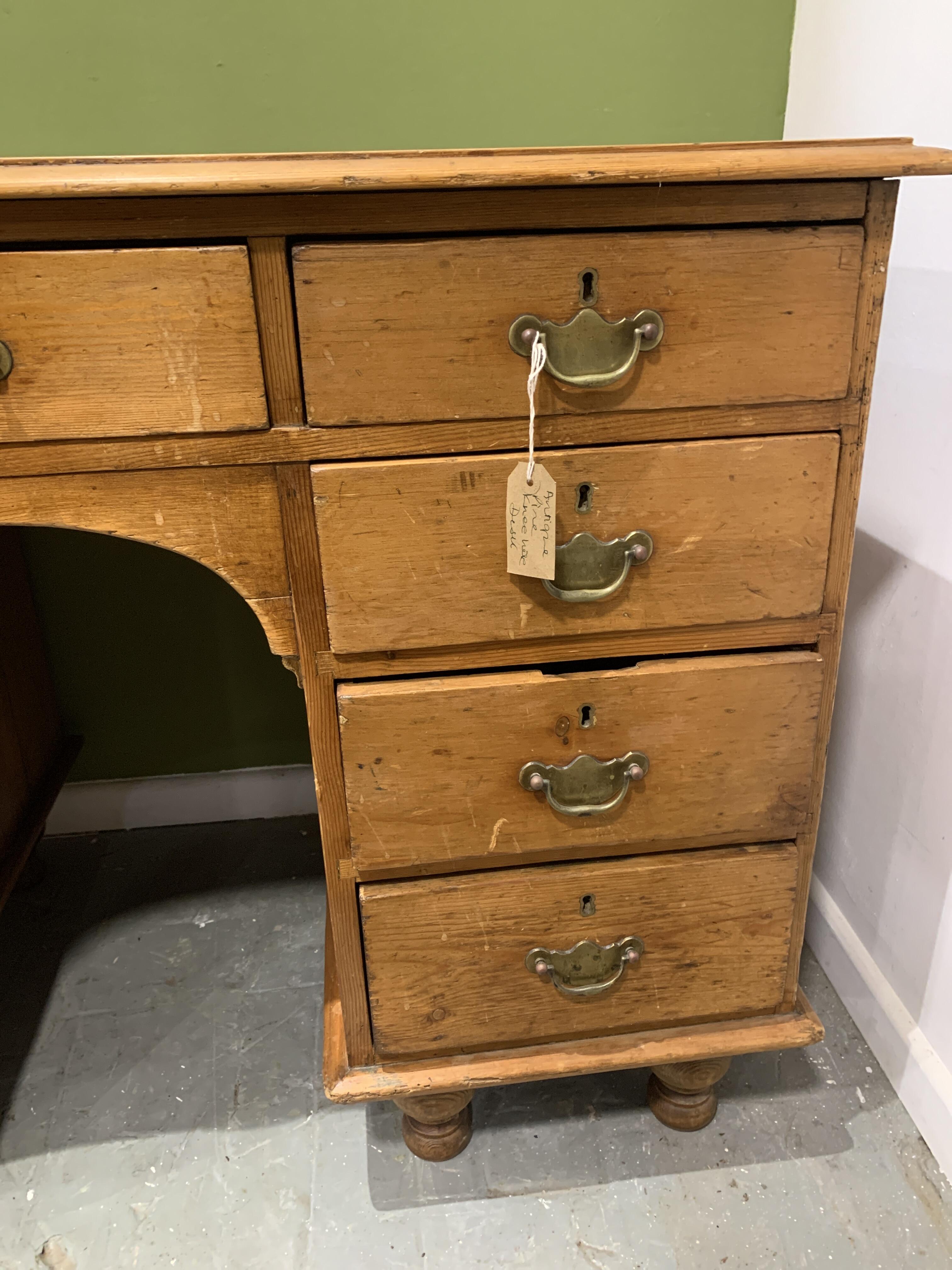 19c Pine Kneehole Desk with Character