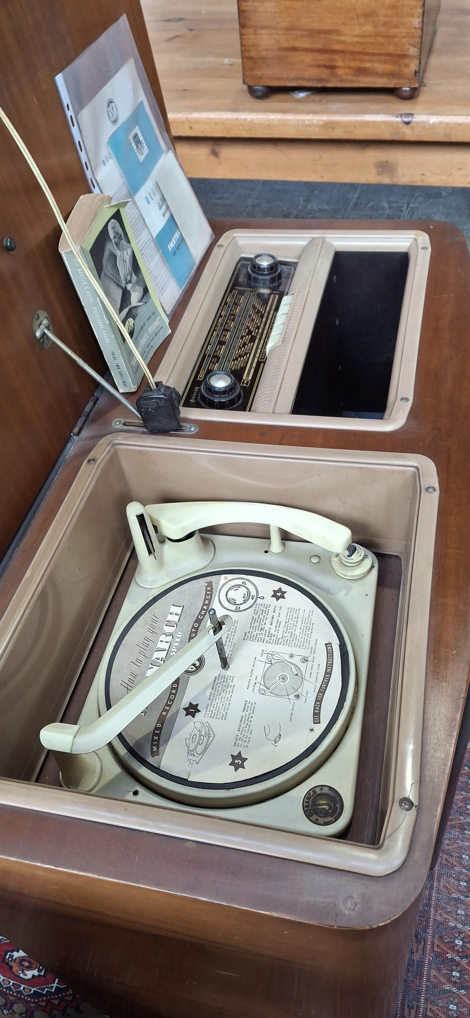 Rema Radiogram Vintage 1950s Radiogram in Wood Cabinet