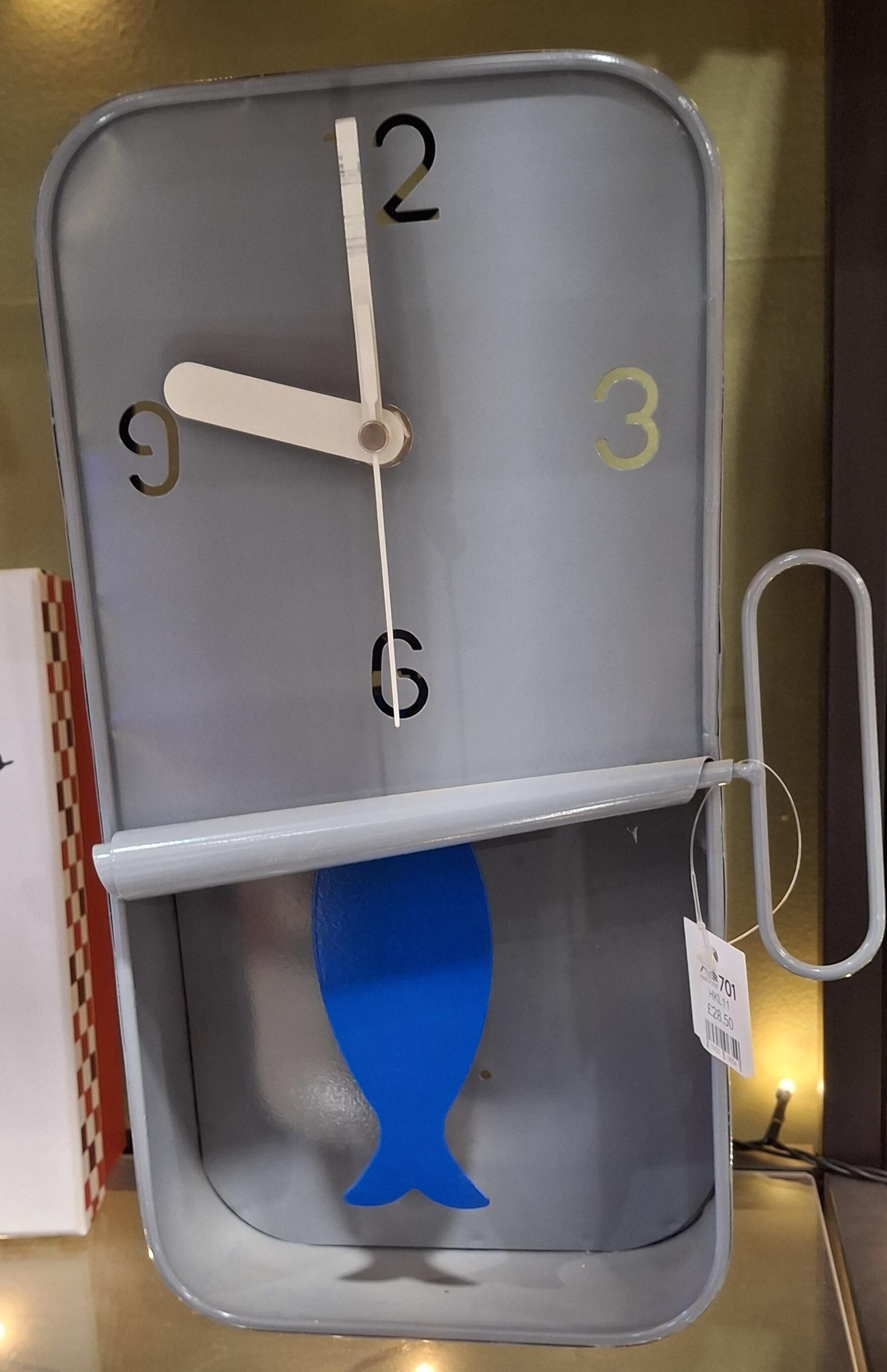 Quirky Grey Metal Sardine Tin Wall Clock