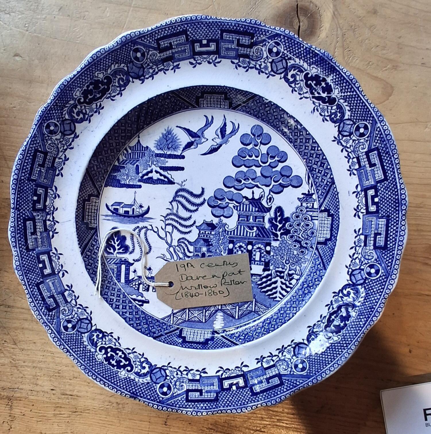Set of six Antique Davenport Willow Pattern Plates c1840-1860