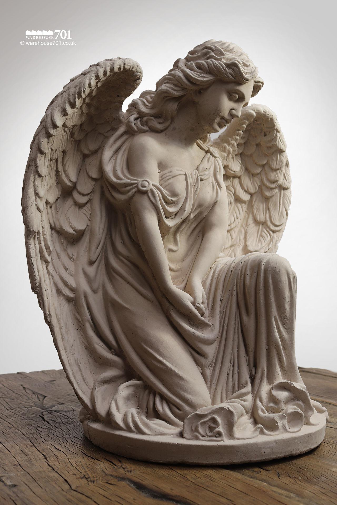 New Cast Stone Kneeling Angel Garden Statue or Figure #2