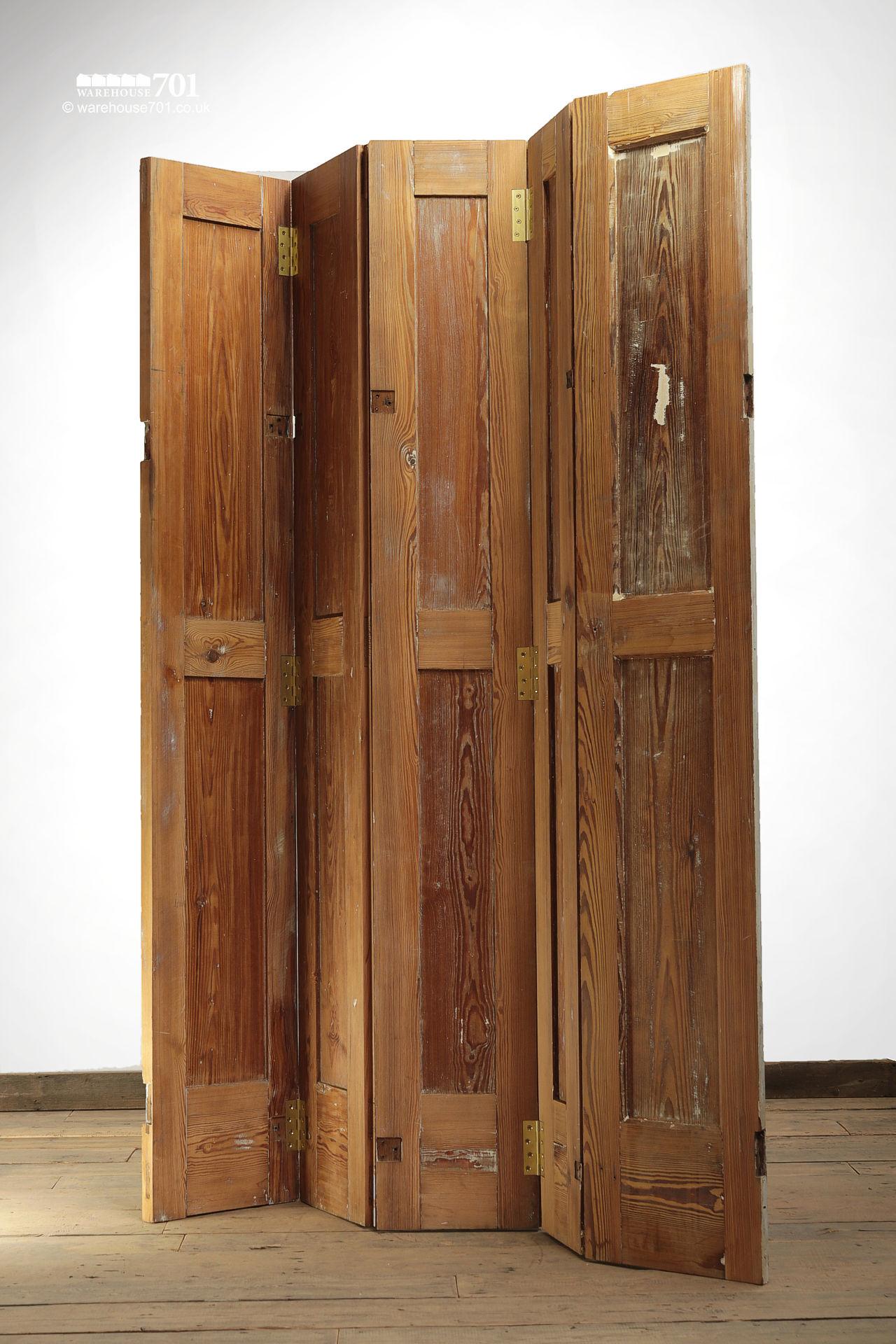 Vintage Style Five-Leaf Wood Shutter Room Divider #3