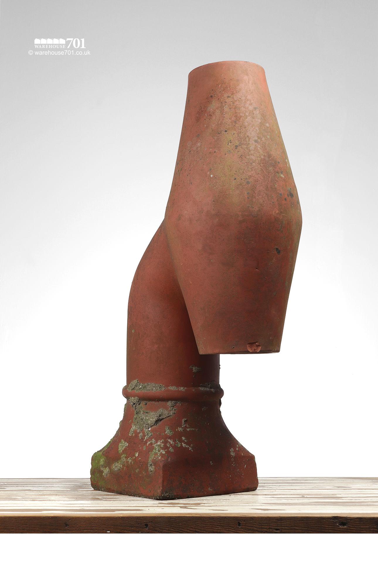Large Offset Twin Cone Terracotta Chimney Pot