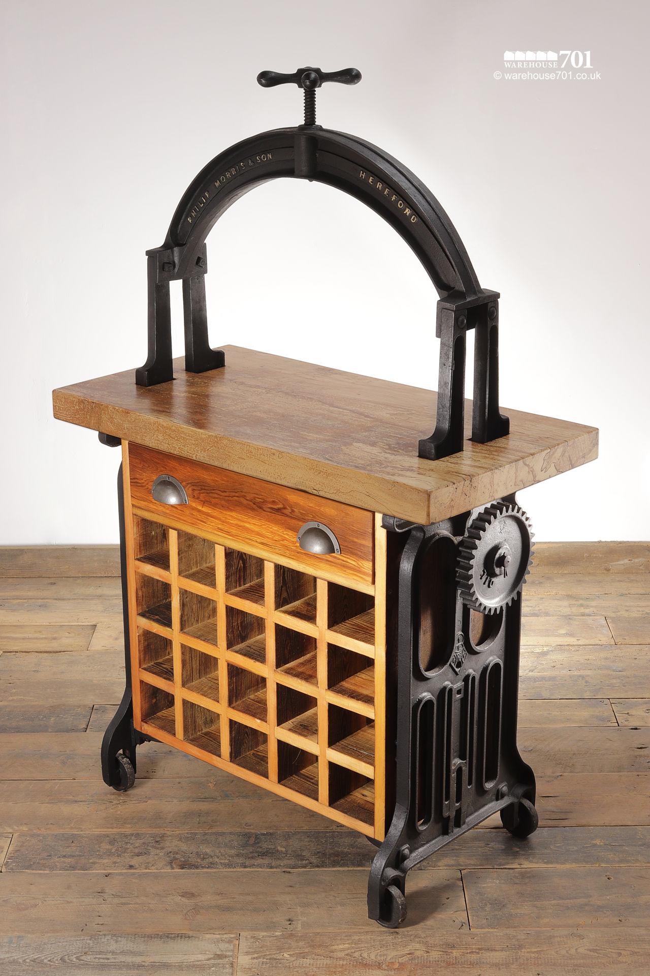 Reclaimed Cast Iron and Beech 'Bacchus' Wine Station #2