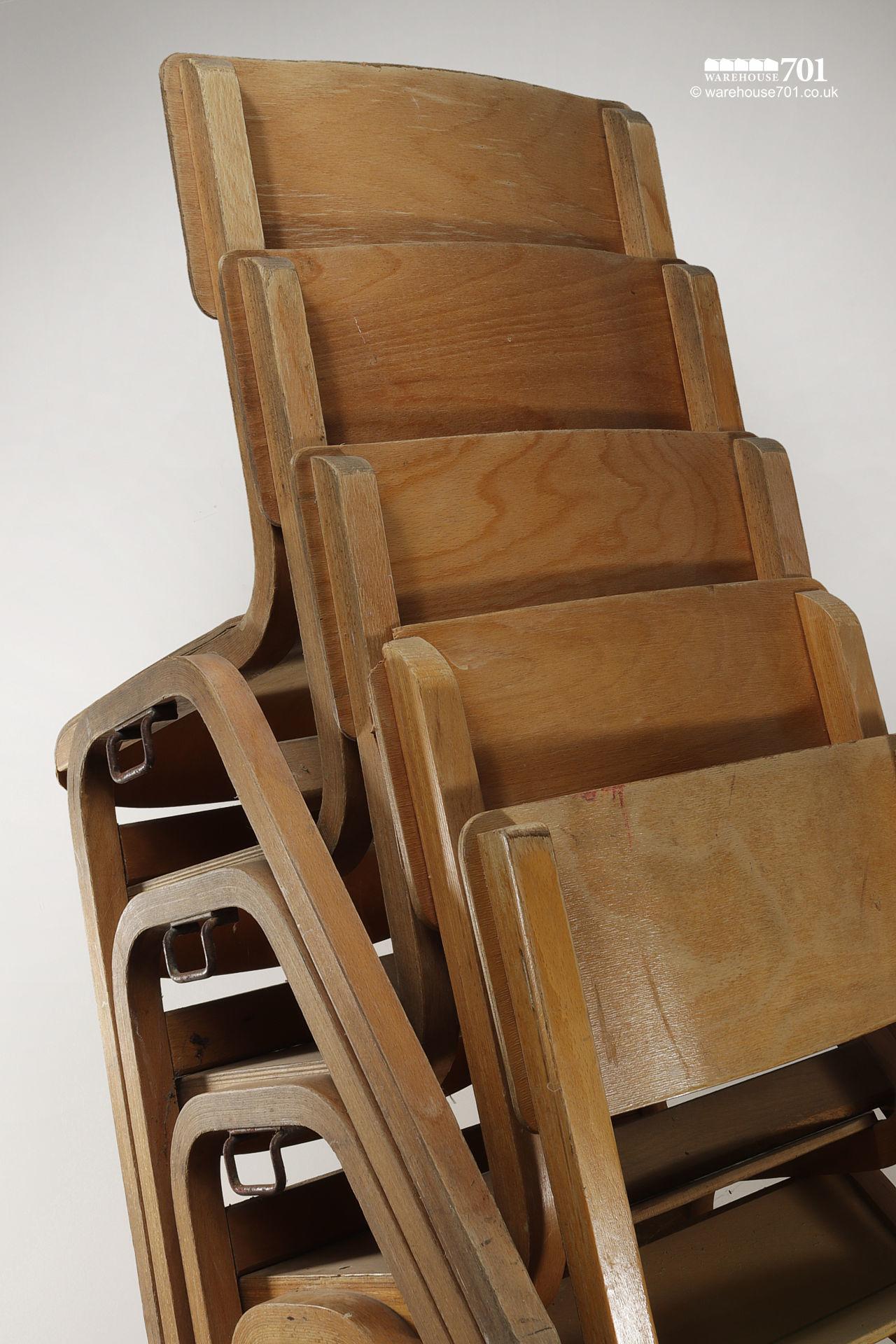 Used Vintage Shaped Wood and Ply Stacking Chairs #4