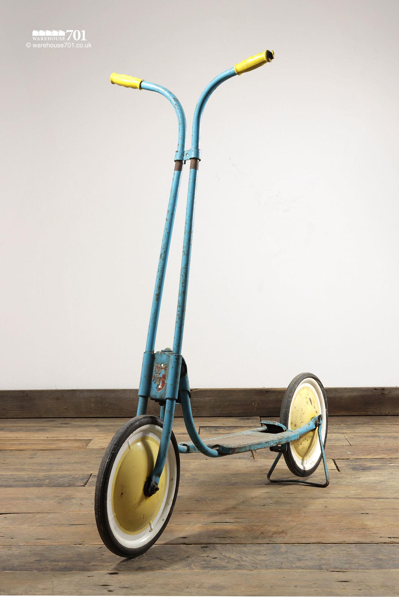 Vintage Light Blue and Yellow Triang Rapide Scooter
