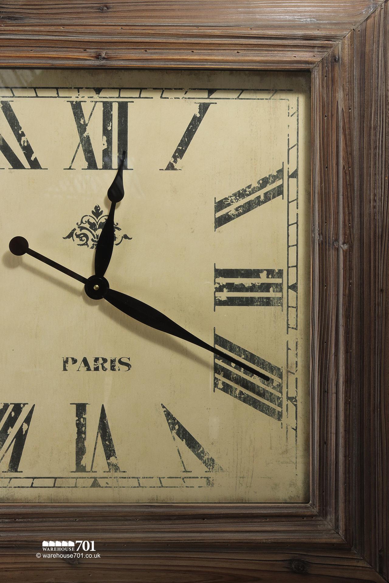 NEW Large Square Wood Effect Wall Clock in an Antique Style #3