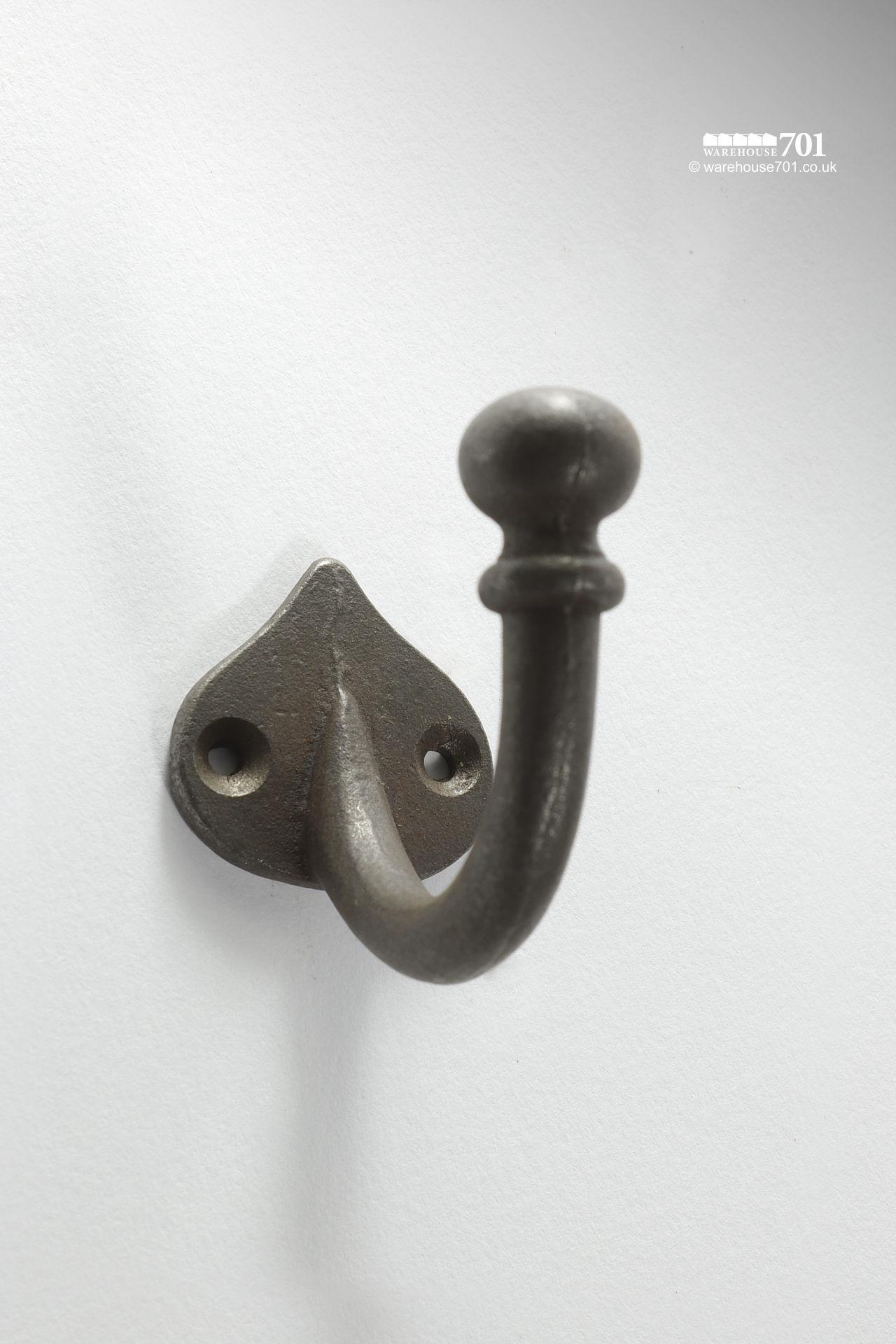 New Cast Iron Single Coat Hook with a Spearhead Shaped Base