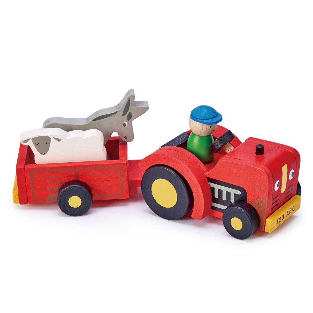 New Wooden Toy Tractor And Detachable Trailer with Animals #2