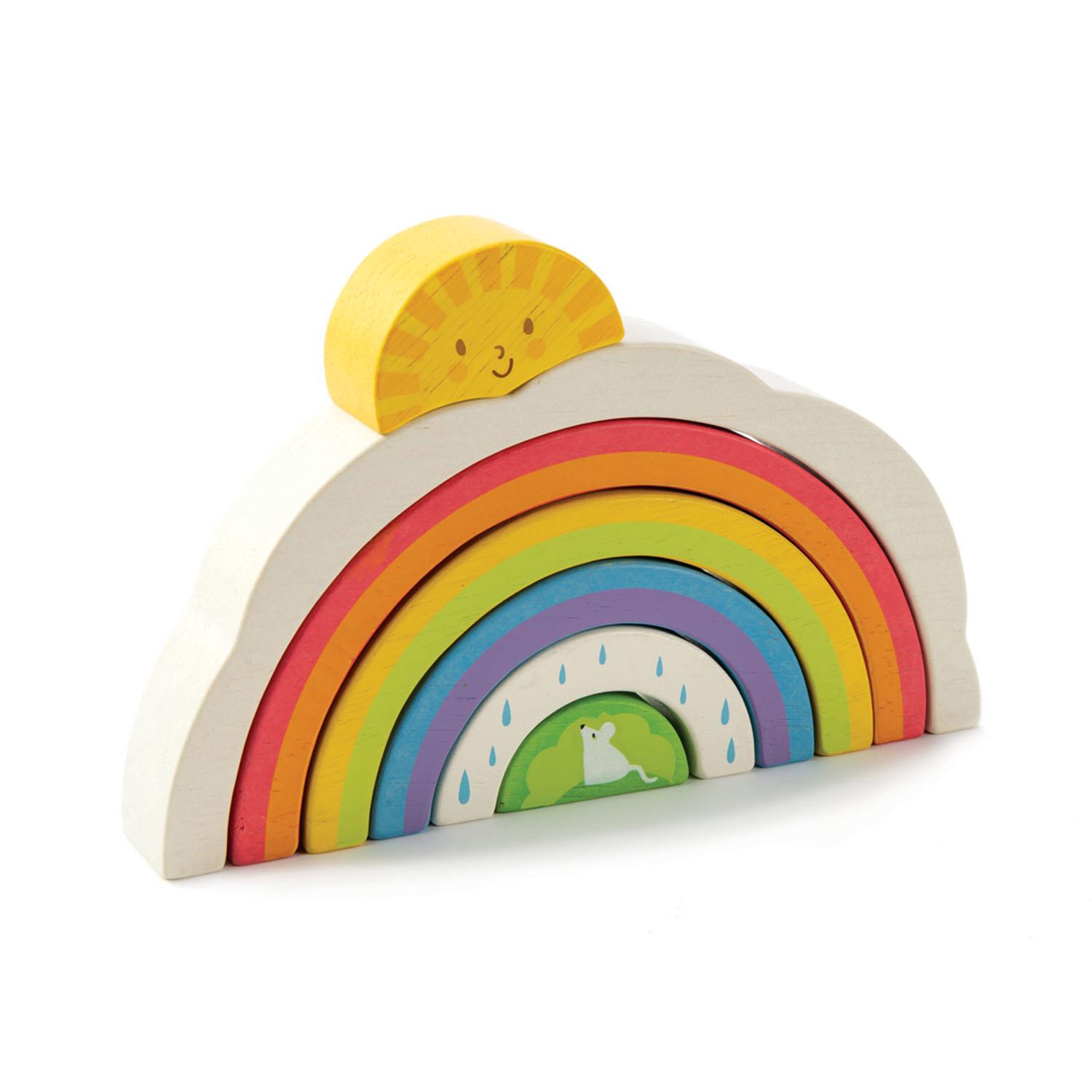 New Wooden 7 Piece Toy Rainbow with Stackable Pieces #2