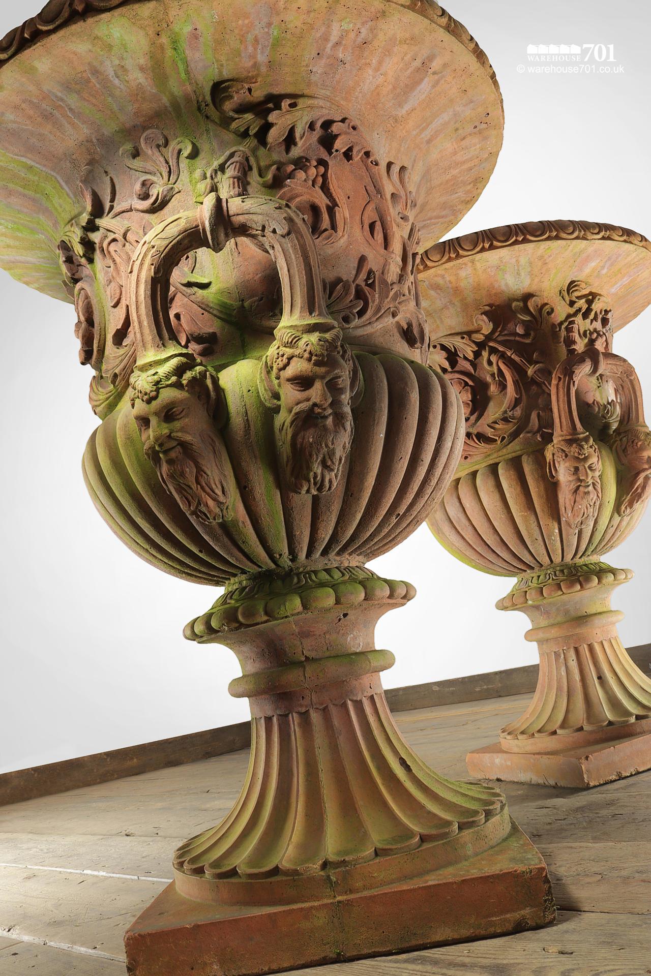 Magnificent Terracotta Decorative Campana Urns after Blashfield #1