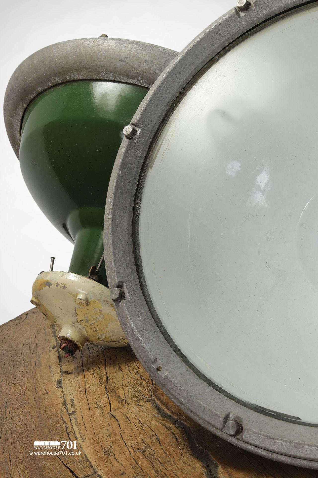 Salvaged Large Green and White Enamel Benjamin Industrial Lights #4