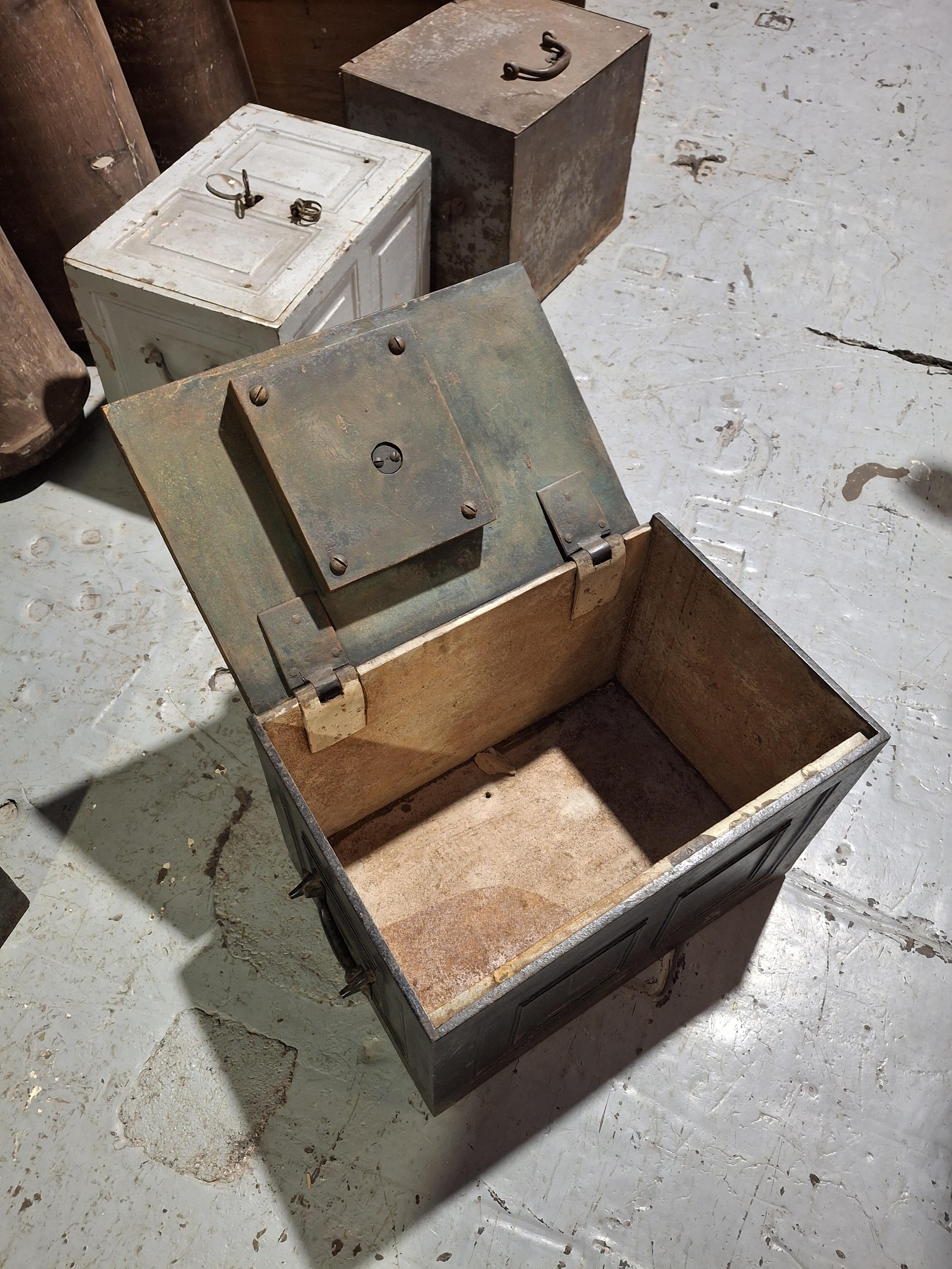 Antique Cast Iron Deed / Strong box  with key