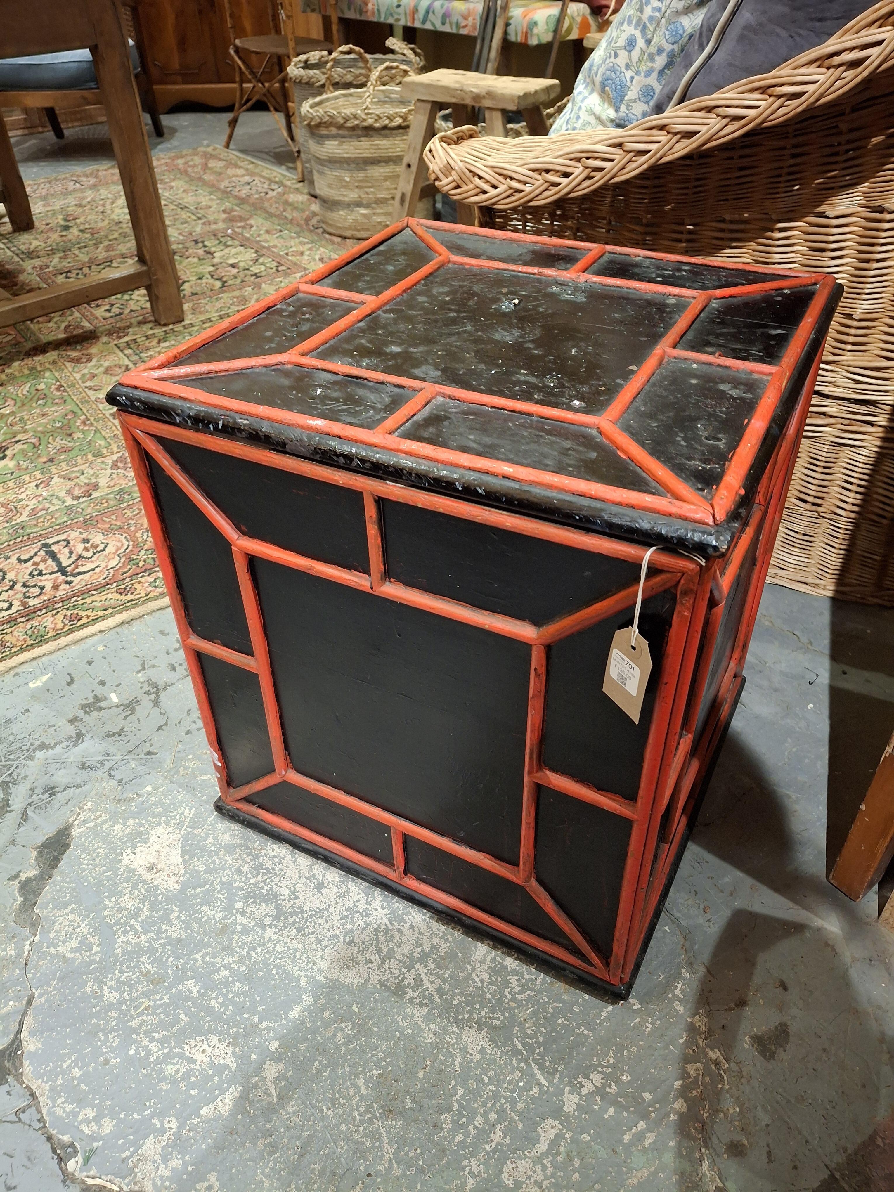Antique painted pine log box