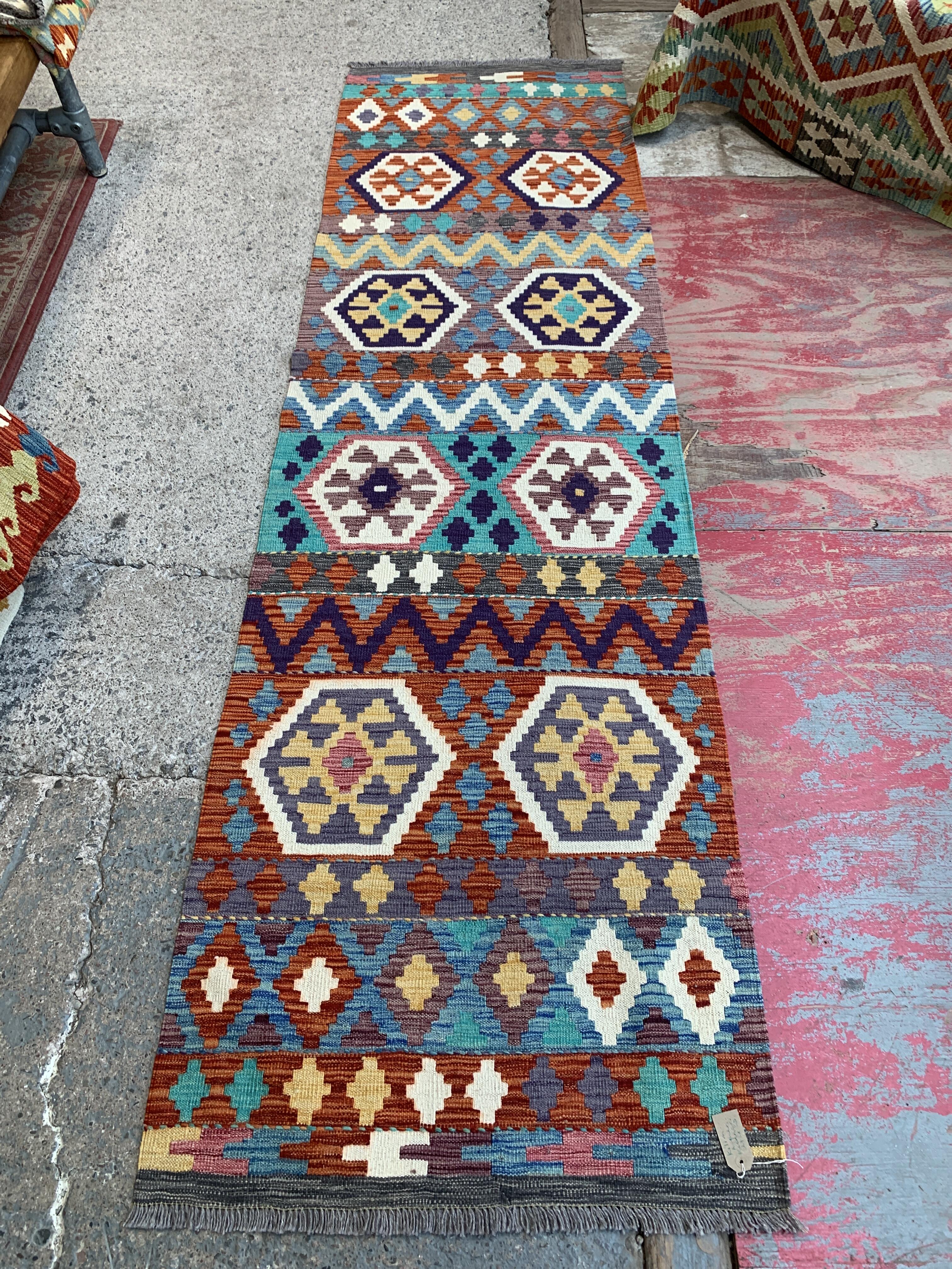 Kilim Afghan Runner 298cm x 85cm