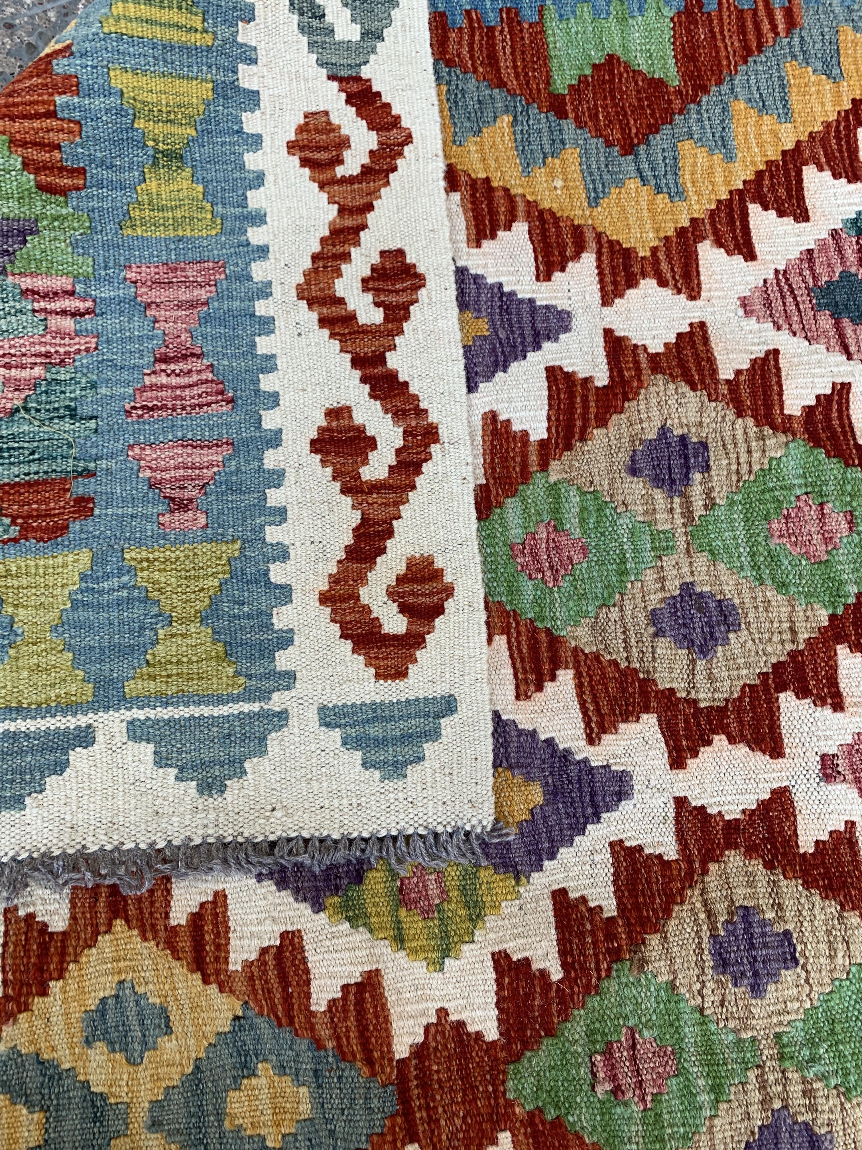 Vibrant Kilim Afghan Rug - 265cm x 173cm