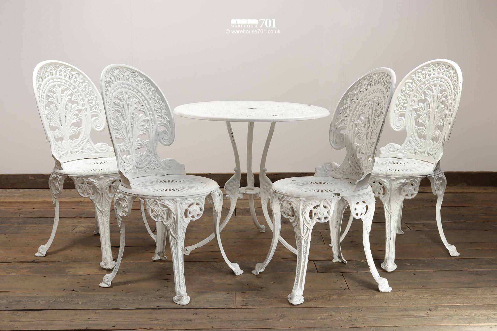 Vintage White Cast Garden Table and Chairs #3