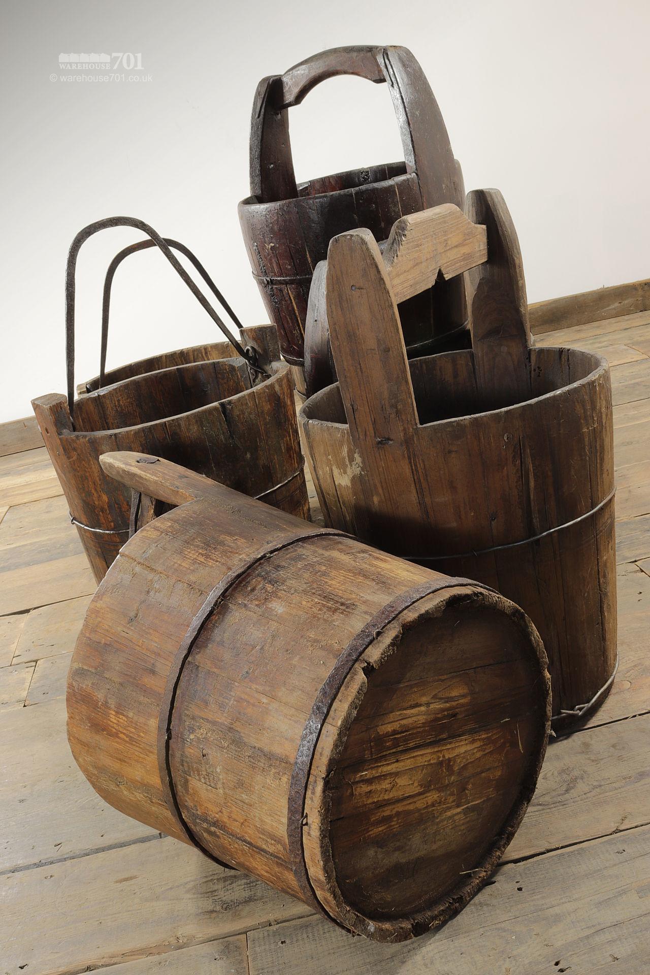 Assorted Salvaged Vintage Wooden Buckets #3