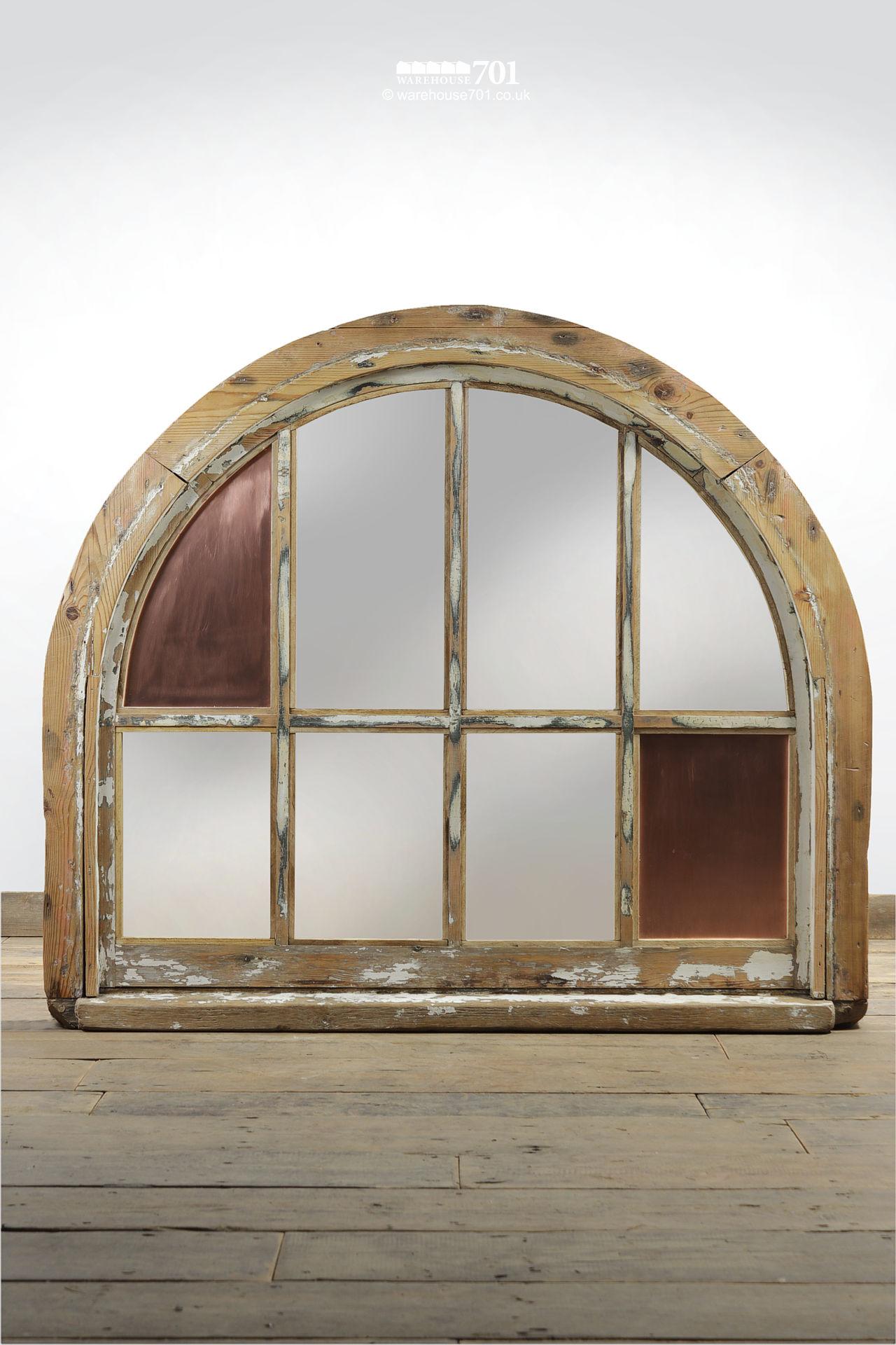 Impressive Architectural Copper and Wood Window Mirror #4