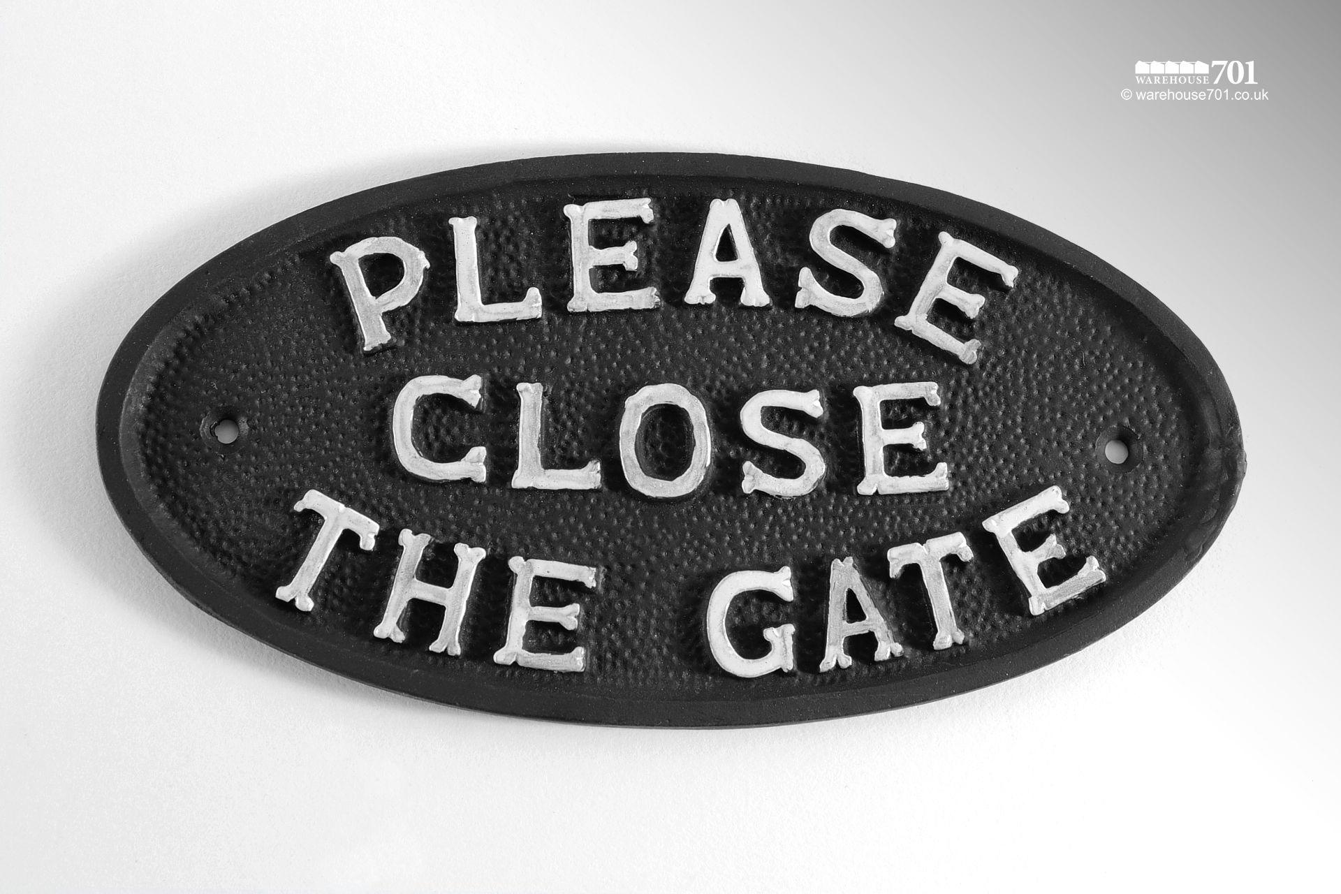 New Cast Iron Please Close The Gate Sign