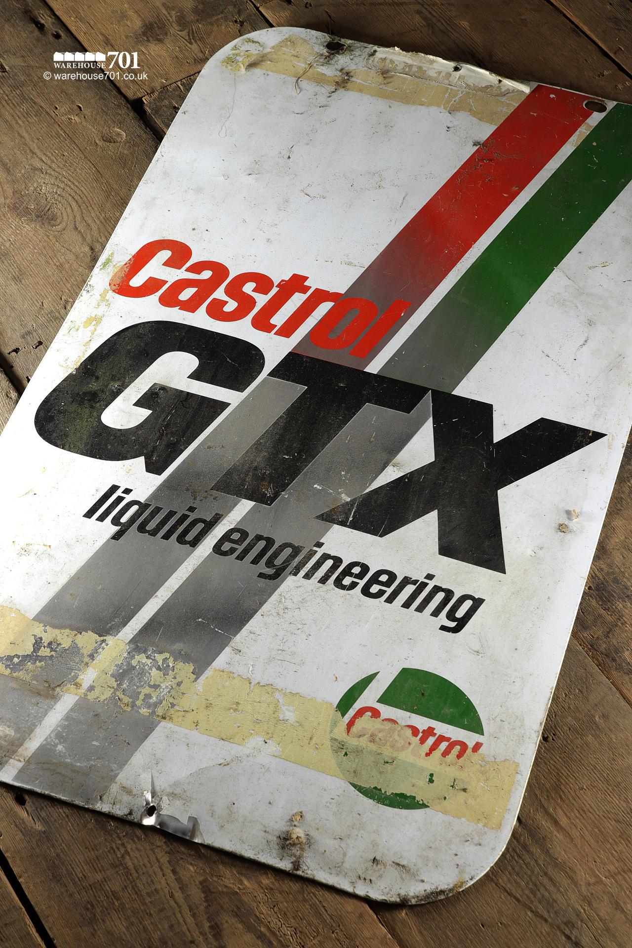 Salvaged Castrol GTX Double-Sided Swing Sign Panel