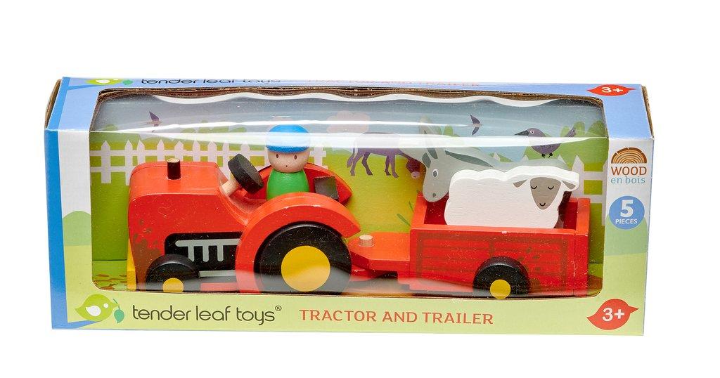 New Wooden Toy Tractor And Detachable Trailer with Animals #4