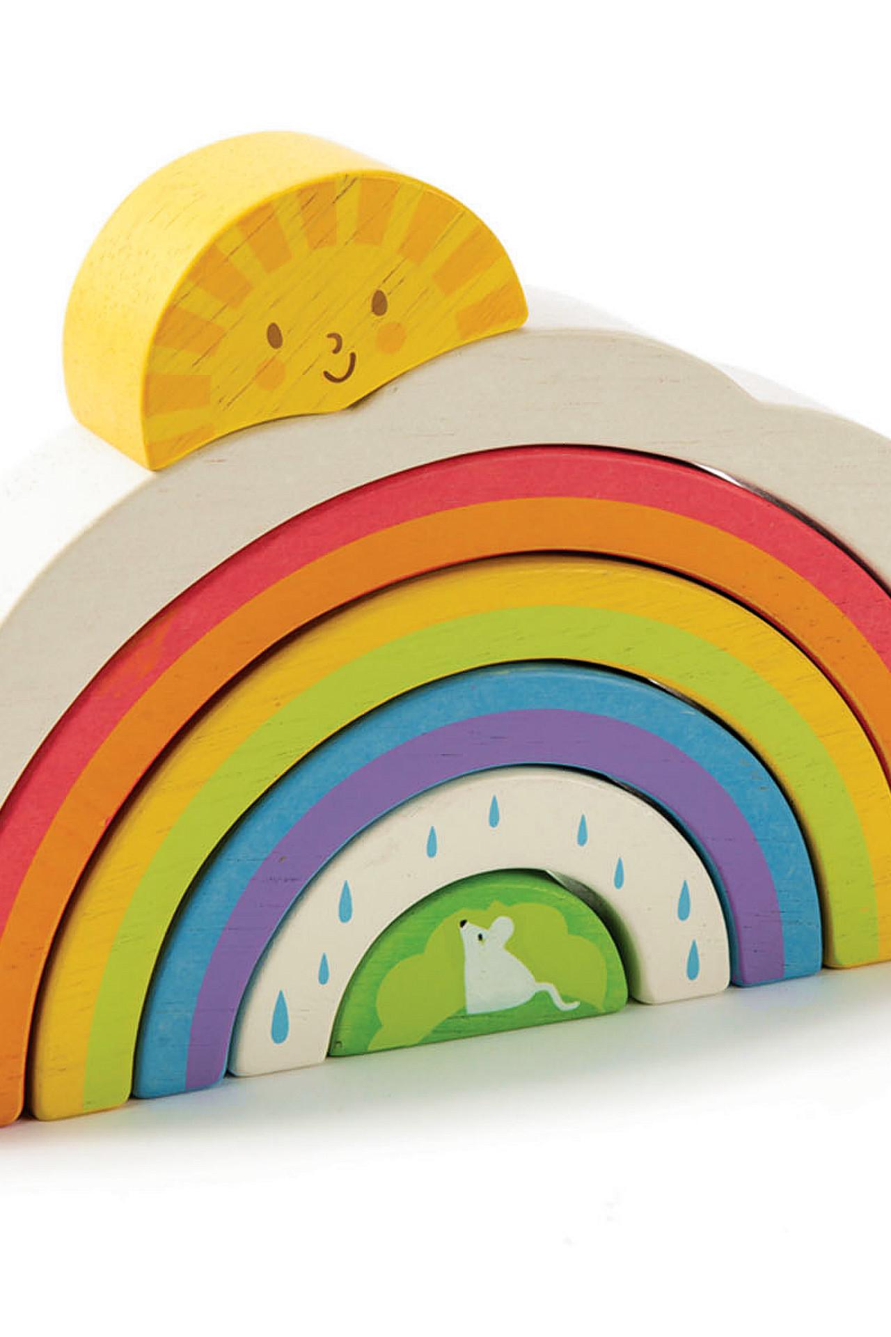 New Wooden 7 Piece Toy Rainbow with Stackable Pieces