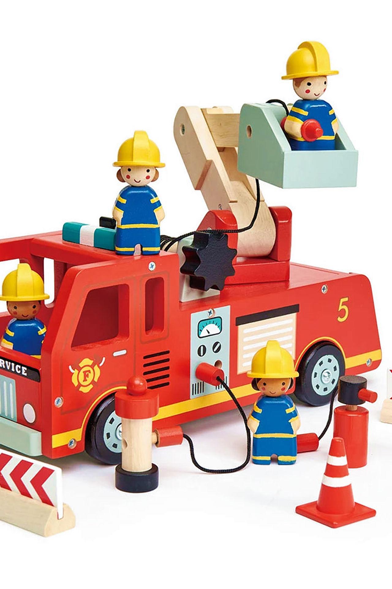 New Wooden Fire Engine with 14 Pieces #2