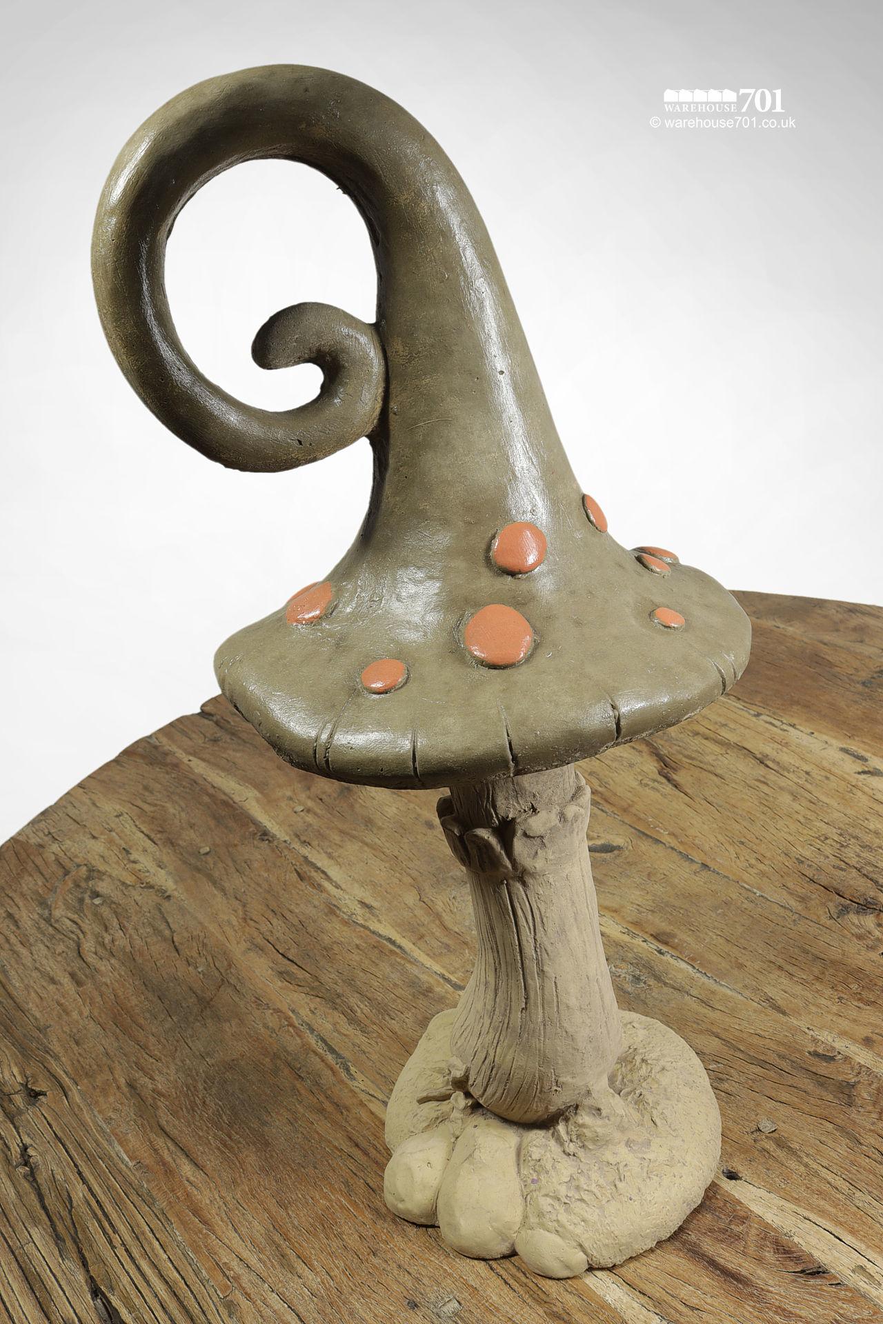 NEW Large Curly Top Toadstool Composite Stone Garden Ornament