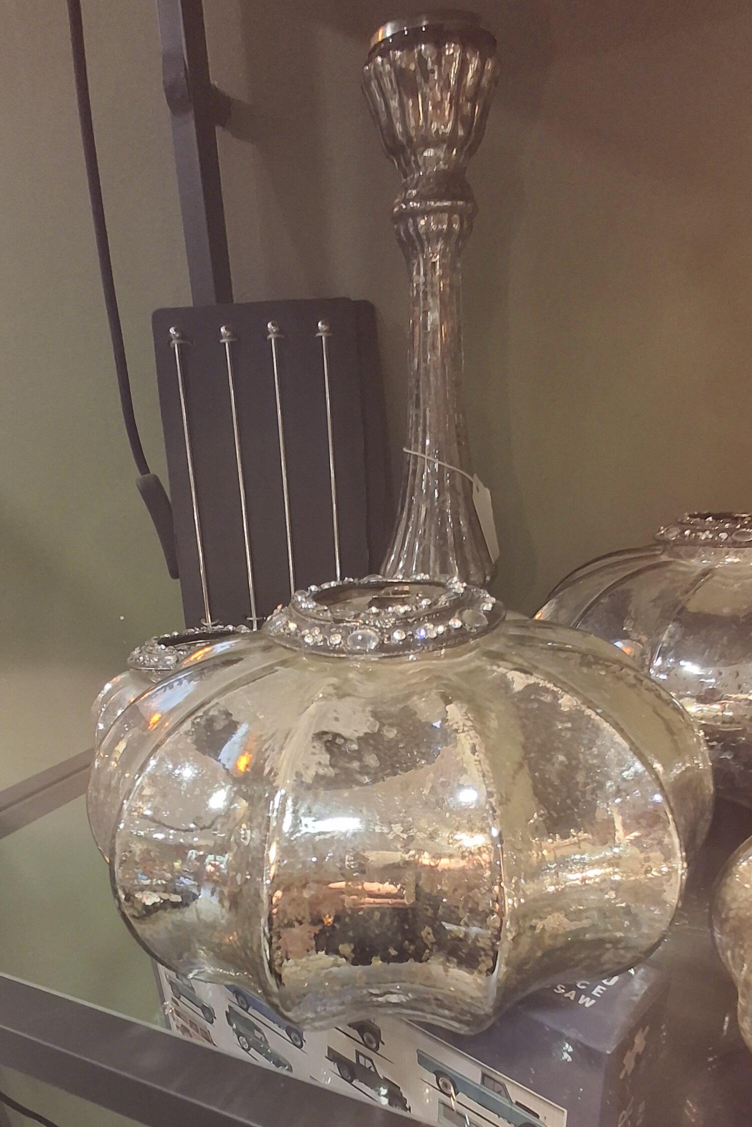 Large Silver Pumpkin Tea Light Holder