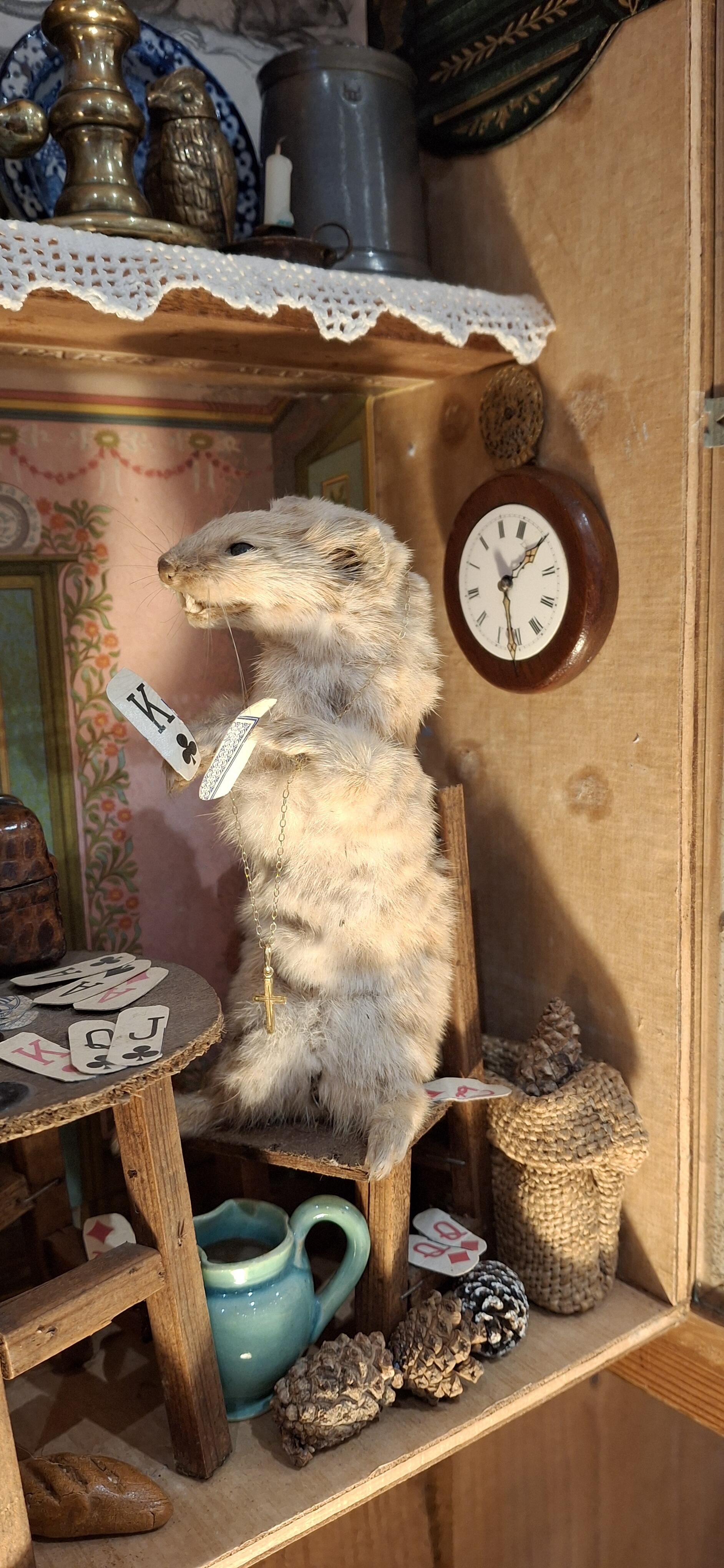 Antique Anthropomorphic Taxidermy Diorama - Weasels