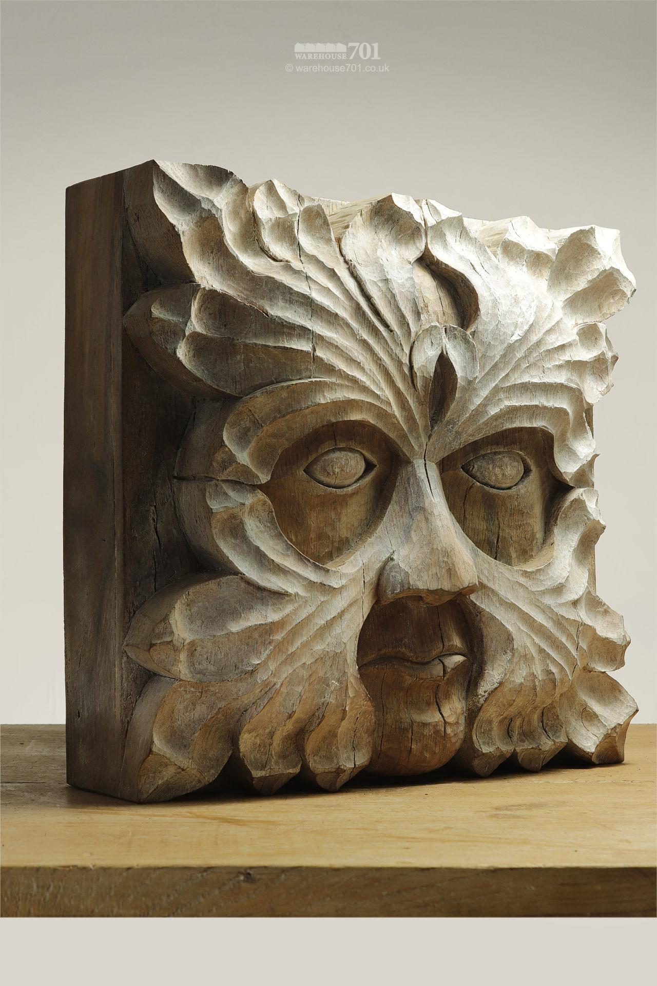 Fabulous Hand Carved Old Oak Green Man #4