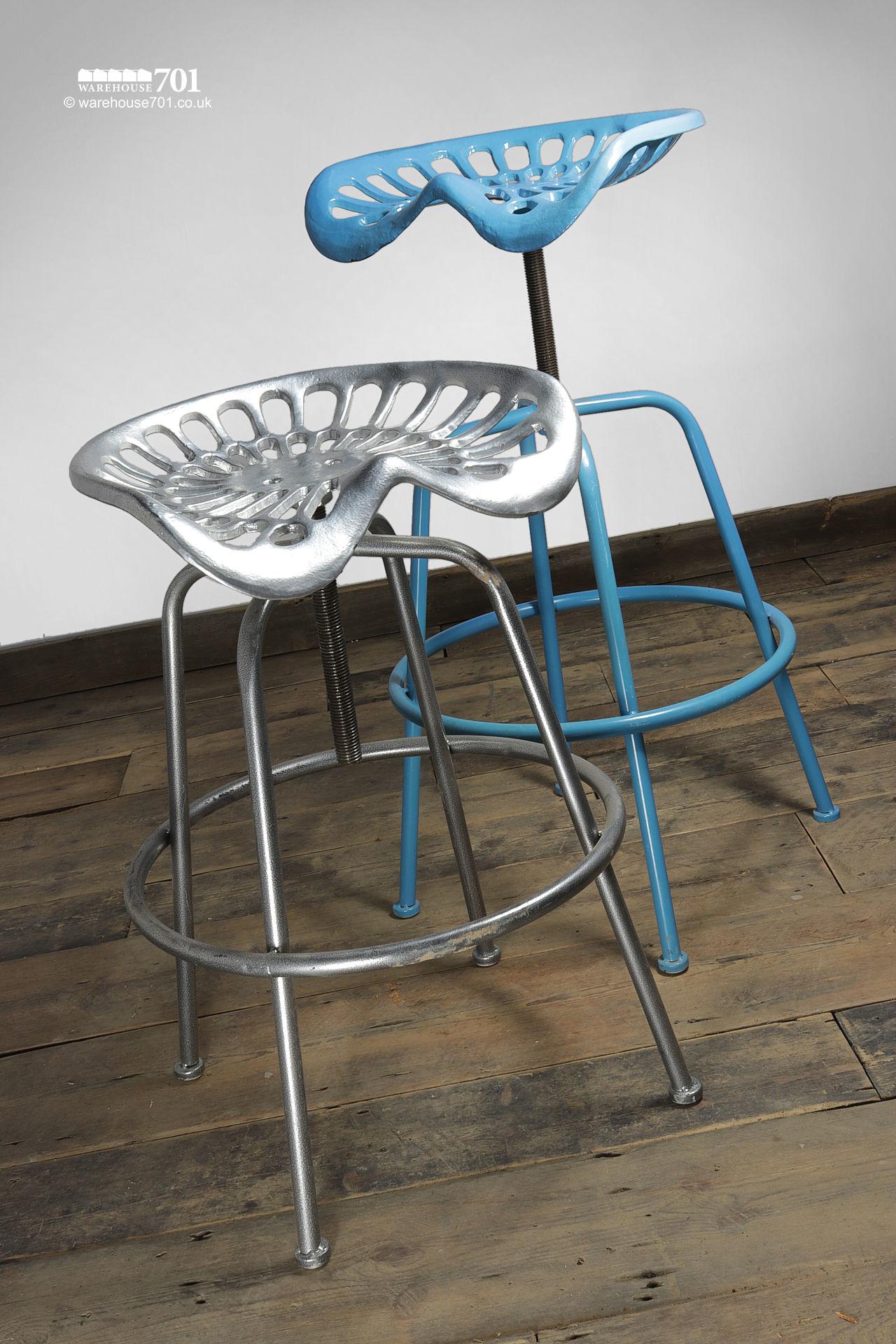 Retro Height Adjustable Metal Stool with Tractor Seat #2