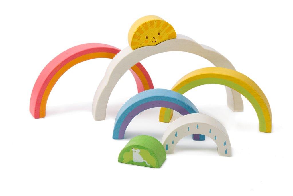New Wooden 7 Piece Toy Rainbow with Stackable Pieces #4