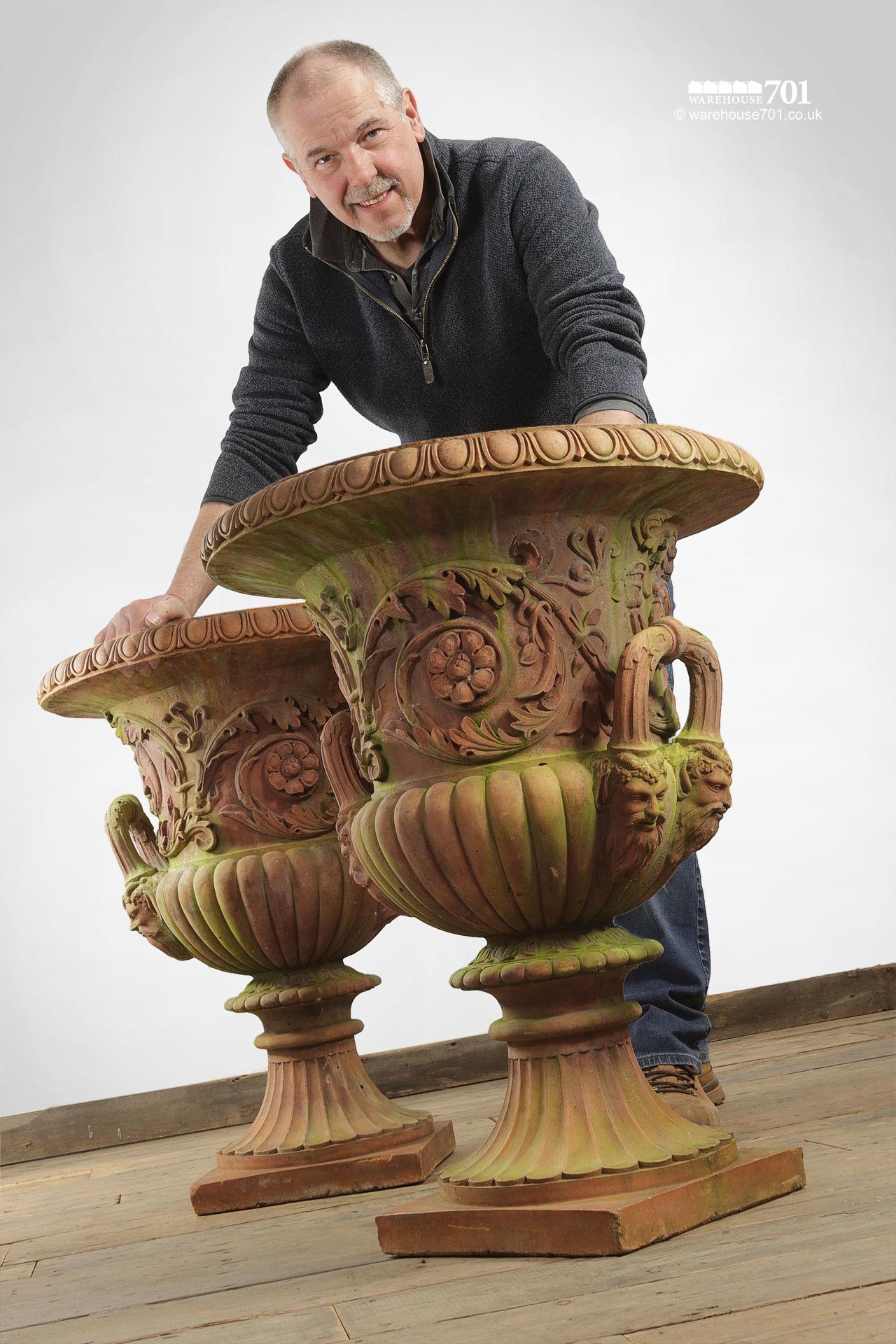 Magnificent Terracotta Decorative Campana Urns after Blashfield #3
