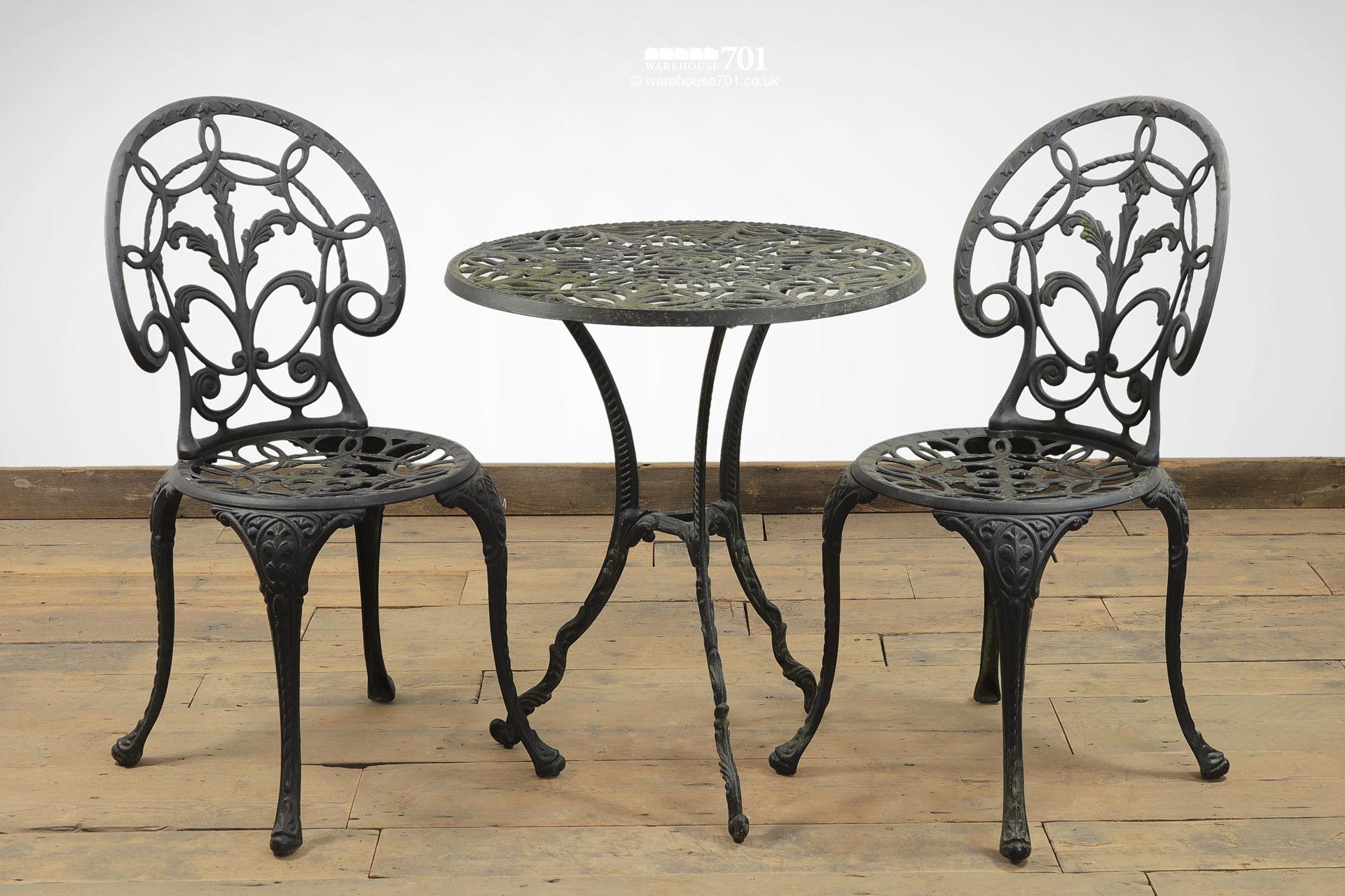 Used Lightweight Alloy Garden Table and Two Chairs in Black #2