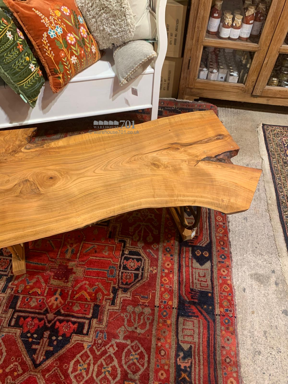701 Original Cherry wood cast iron wheel base coffee table