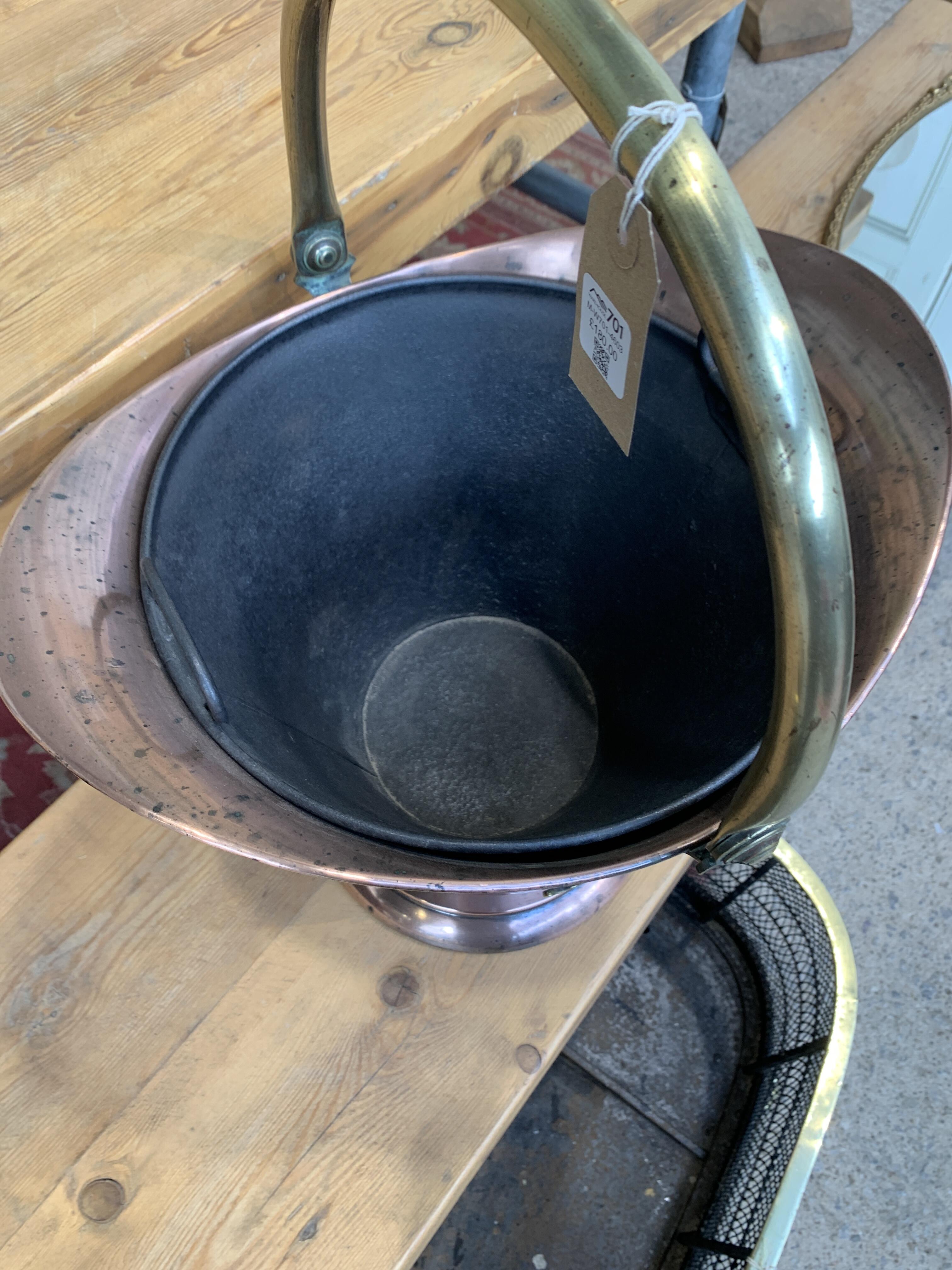 Antique Copper & Brass Coal Bucket
