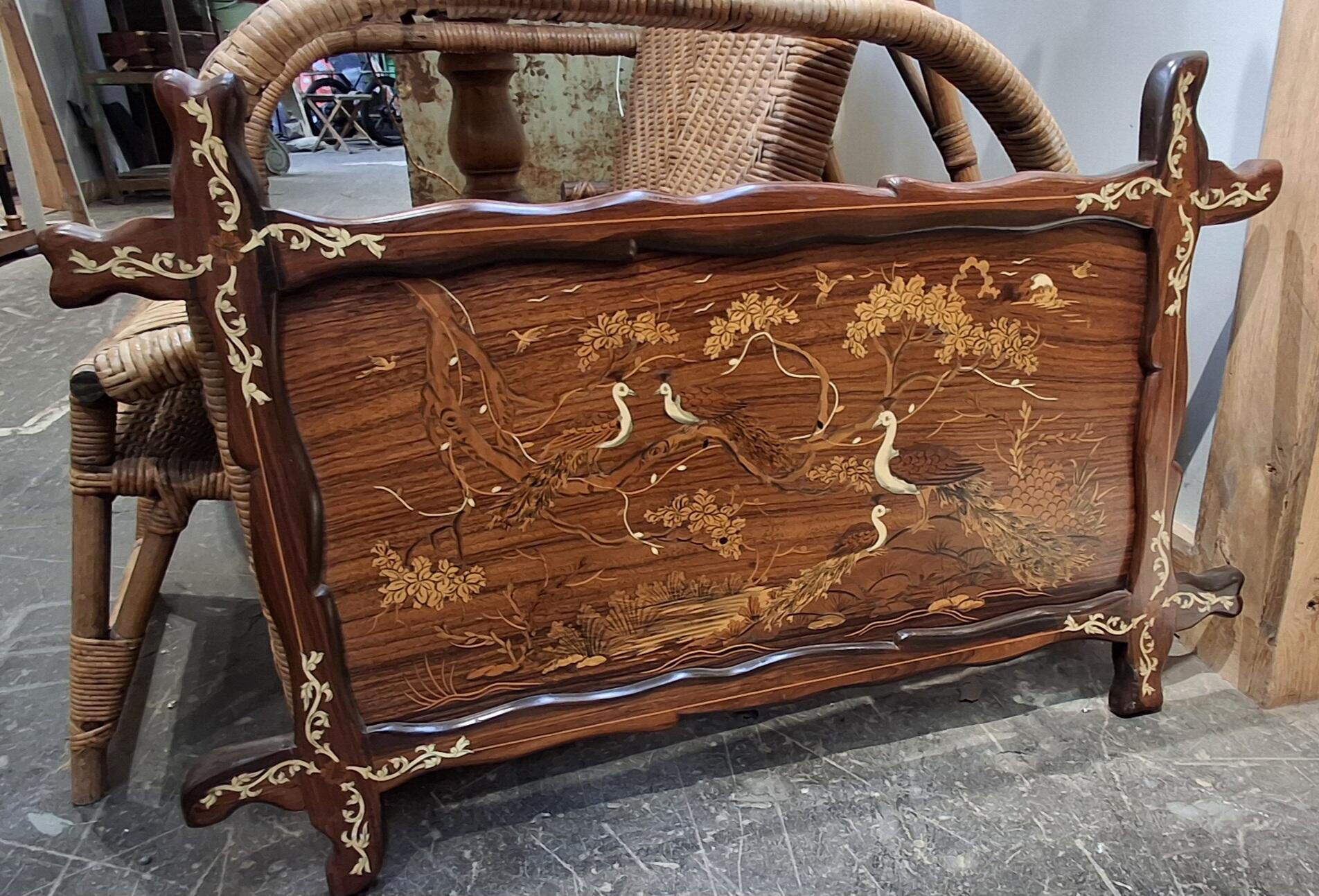Wooden Indian Decorative Panel with Peacocks