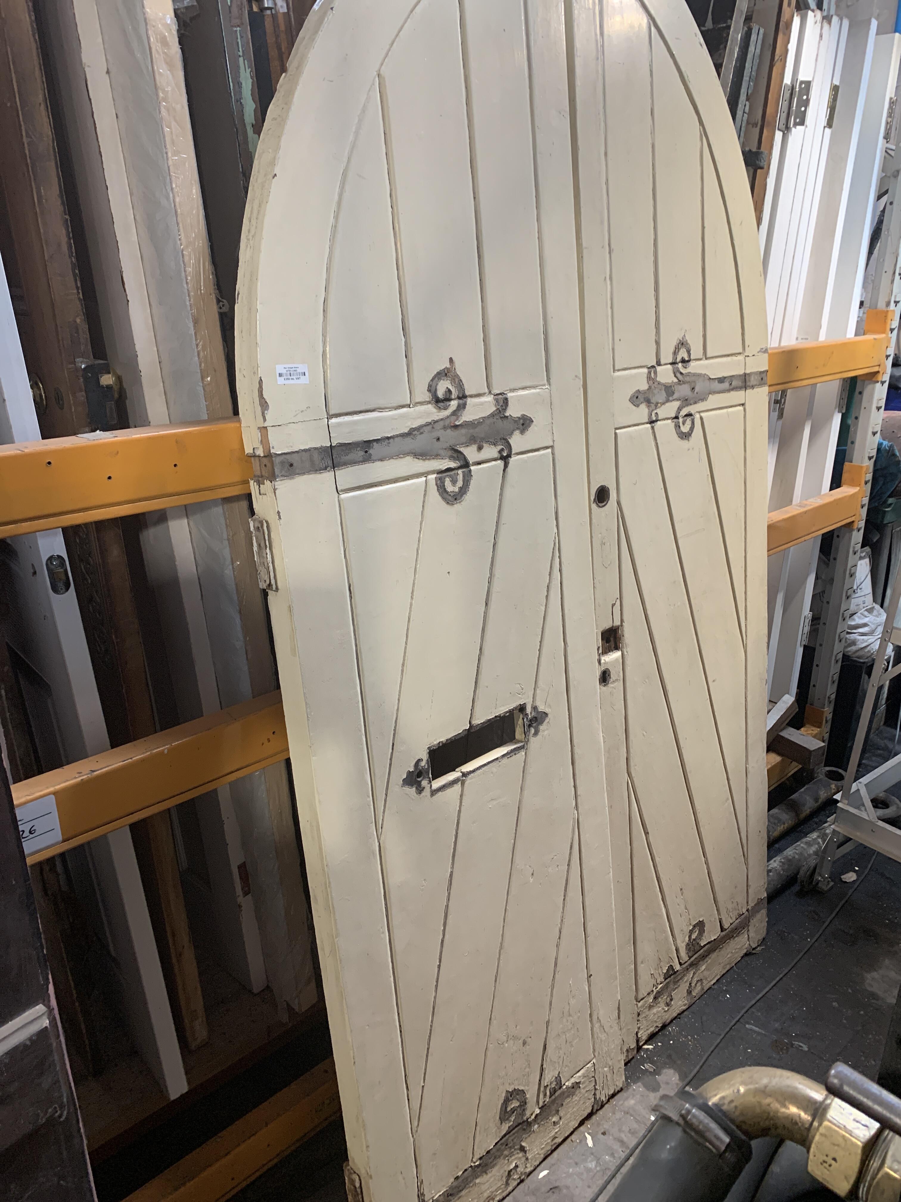 Reclaimed White Painted Arched Chapel Doors